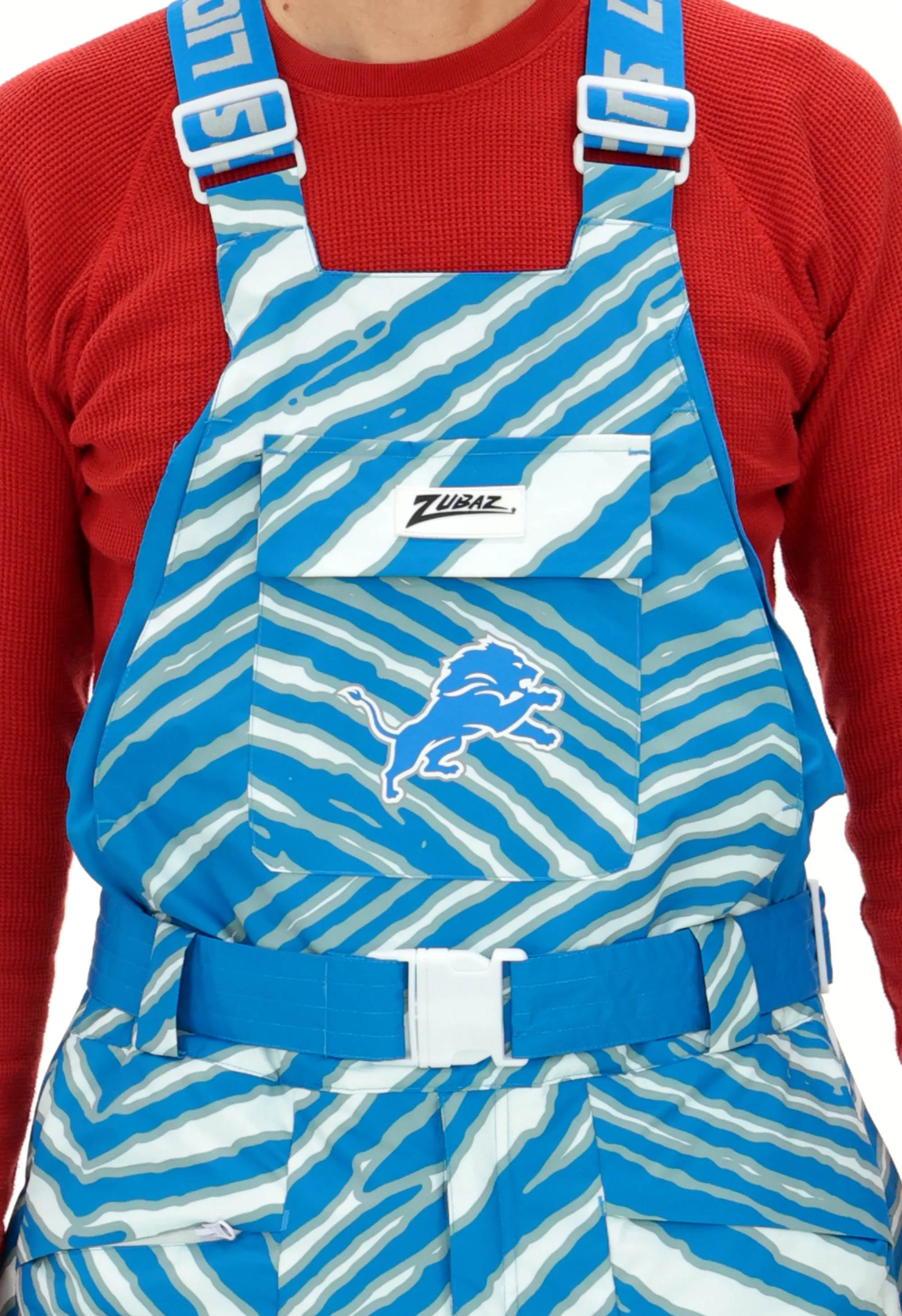 Zubaz NFL Adult Unisex Zebra Team Color Blizzard Snow Bib, Detroit Lions - Image 11