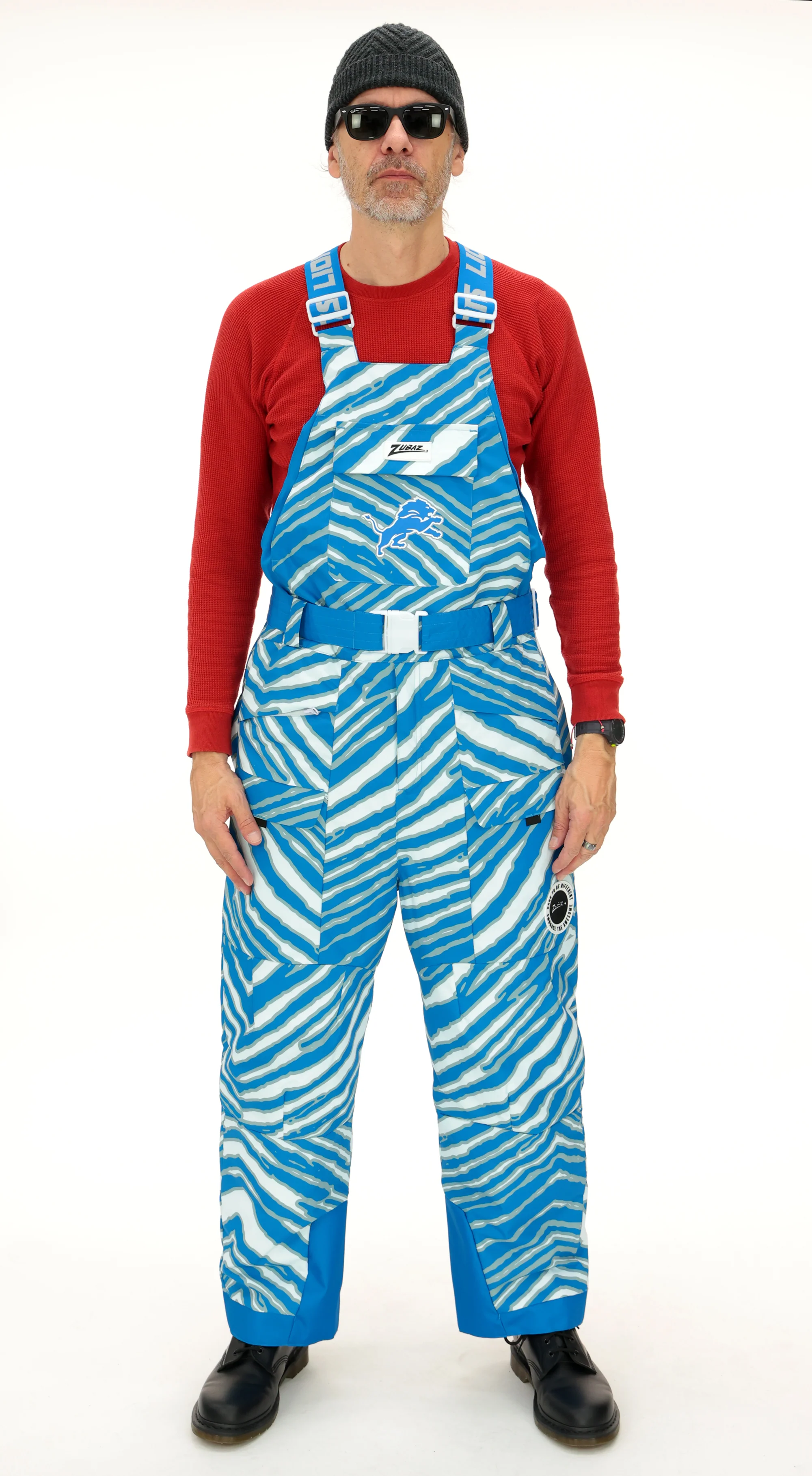 Zubaz NFL Adult Unisex Zebra Team Color Blizzard Snow Bib, Detroit Lions - Image 12