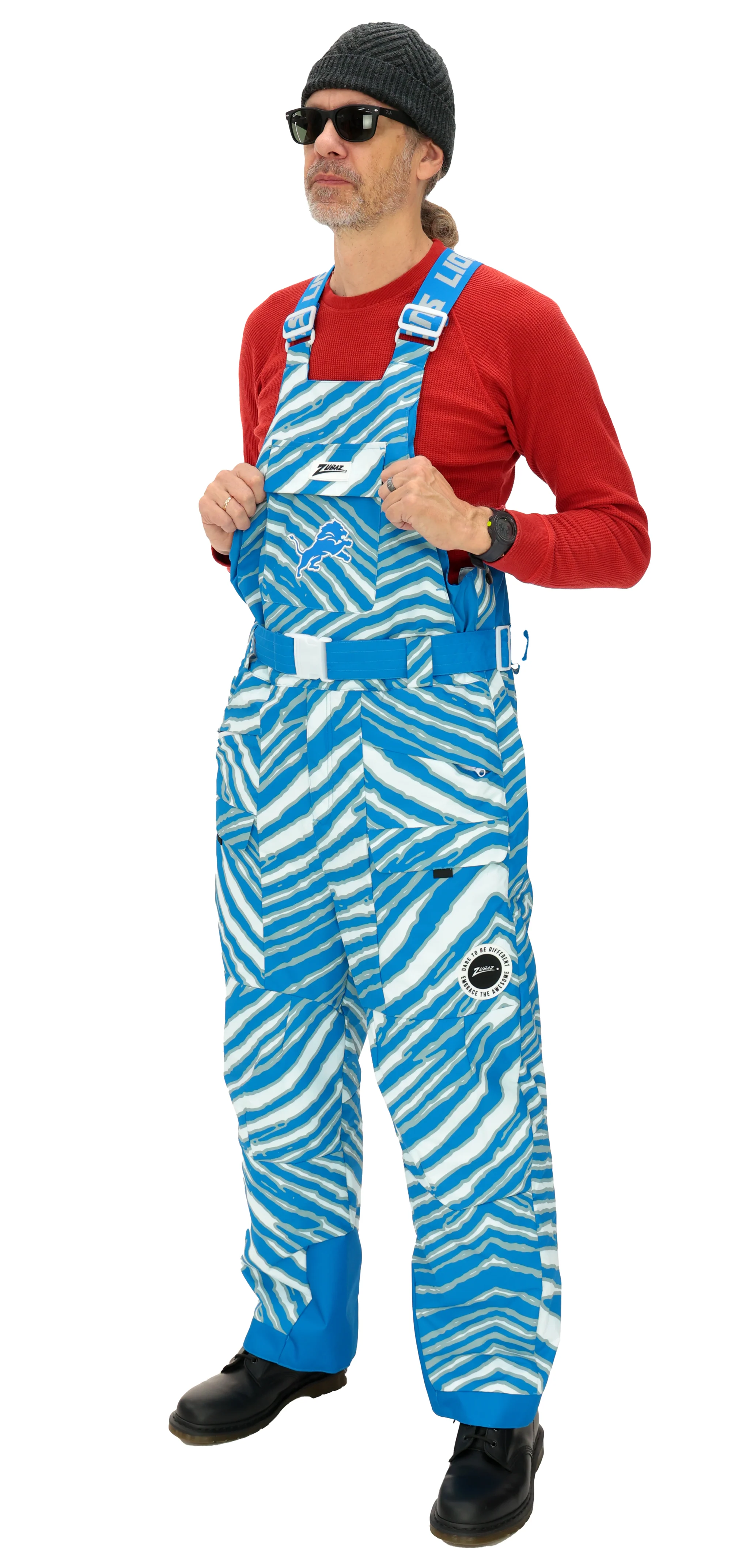 Zubaz NFL Adult Unisex Zebra Team Color Blizzard Snow Bib, Detroit Lions - Image 18