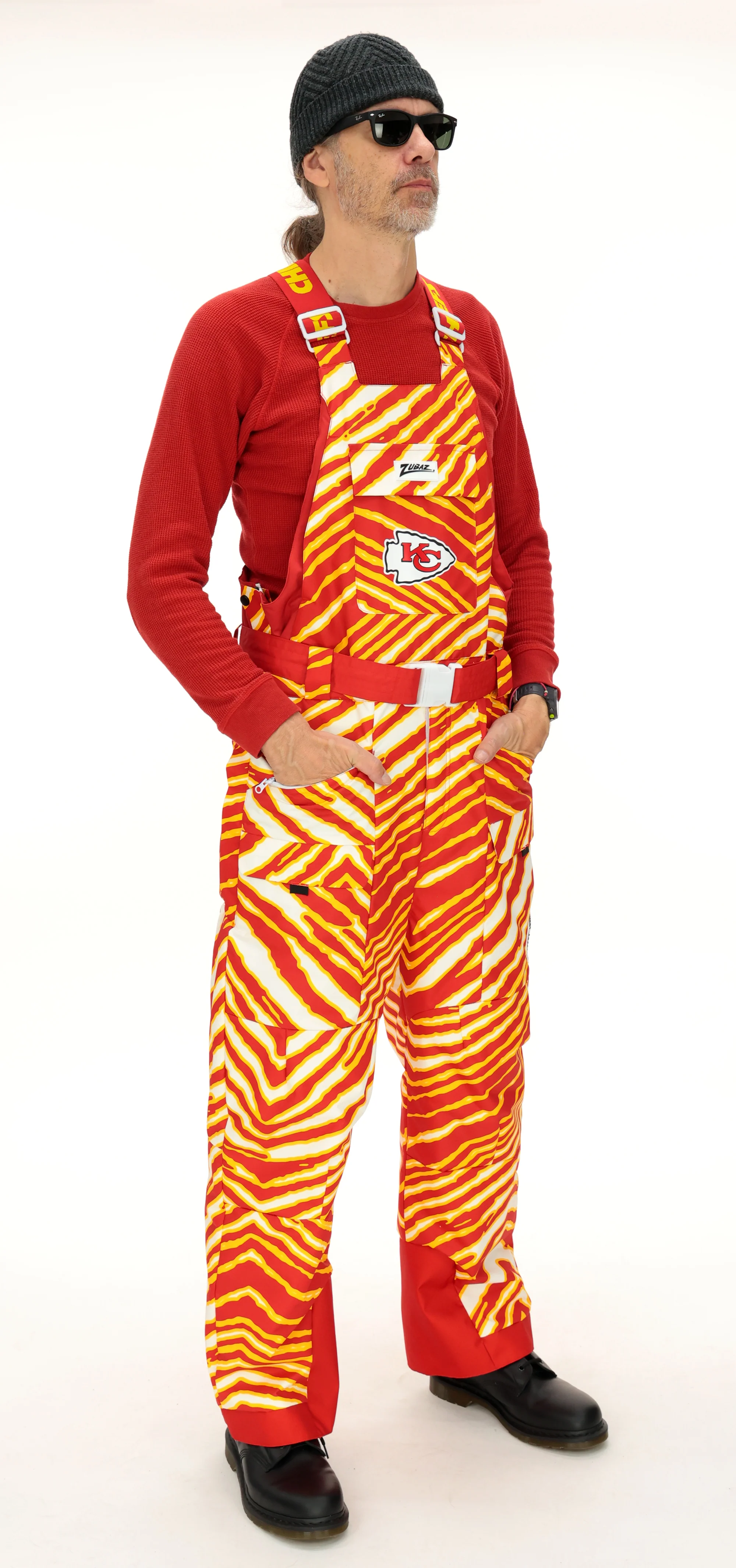 Zubaz NFL Adult Unisex Zebra Team Color Blizzard Snow Bib, Kansas City Chiefs - Image 2