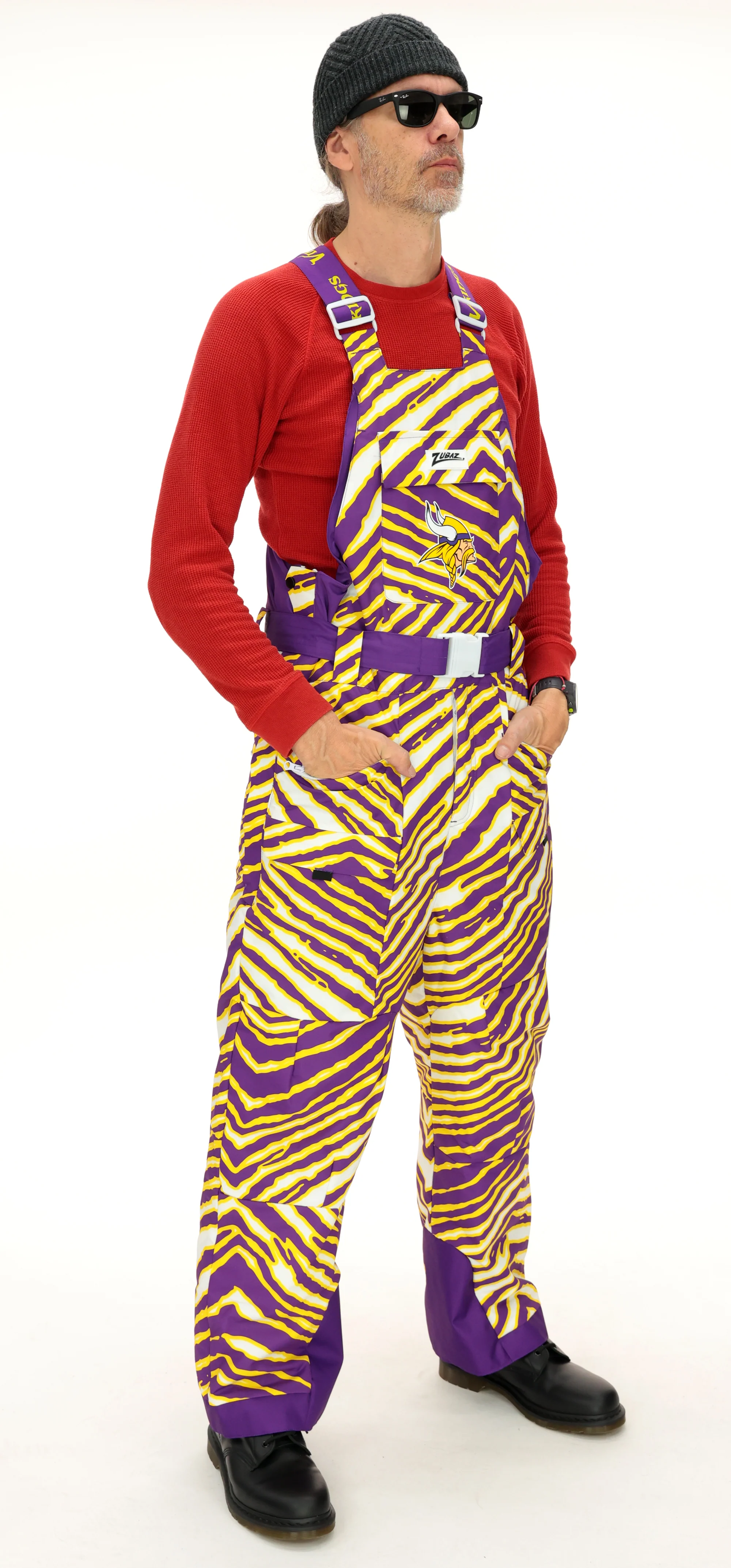 Zubaz NFL Adult Unisex Zebra Team Color Blizzard Snow Bib, Minnesota Vikings - Image 2