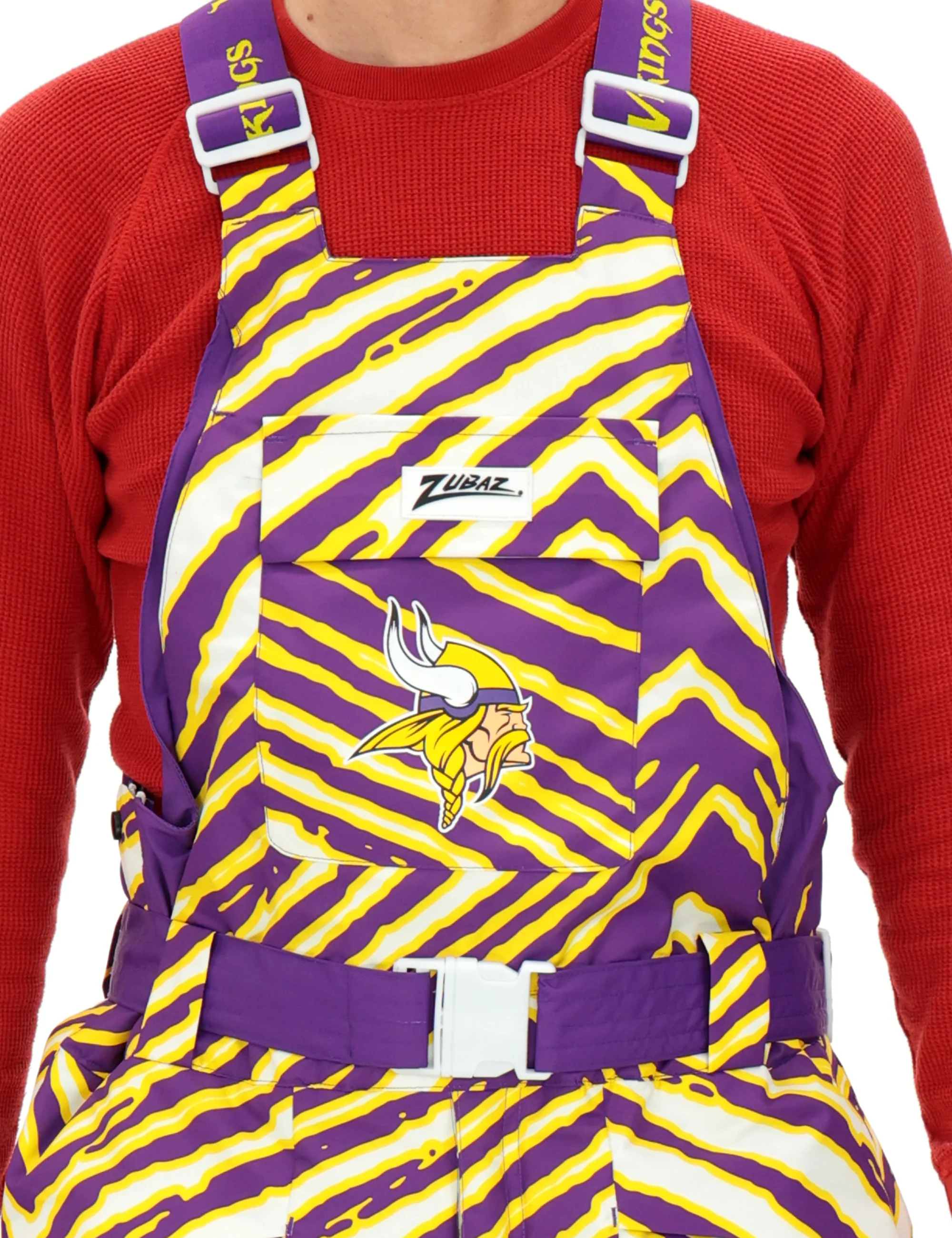 Zubaz NFL Adult Unisex Zebra Team Color Blizzard Snow Bib, Minnesota Vikings - Image 3
