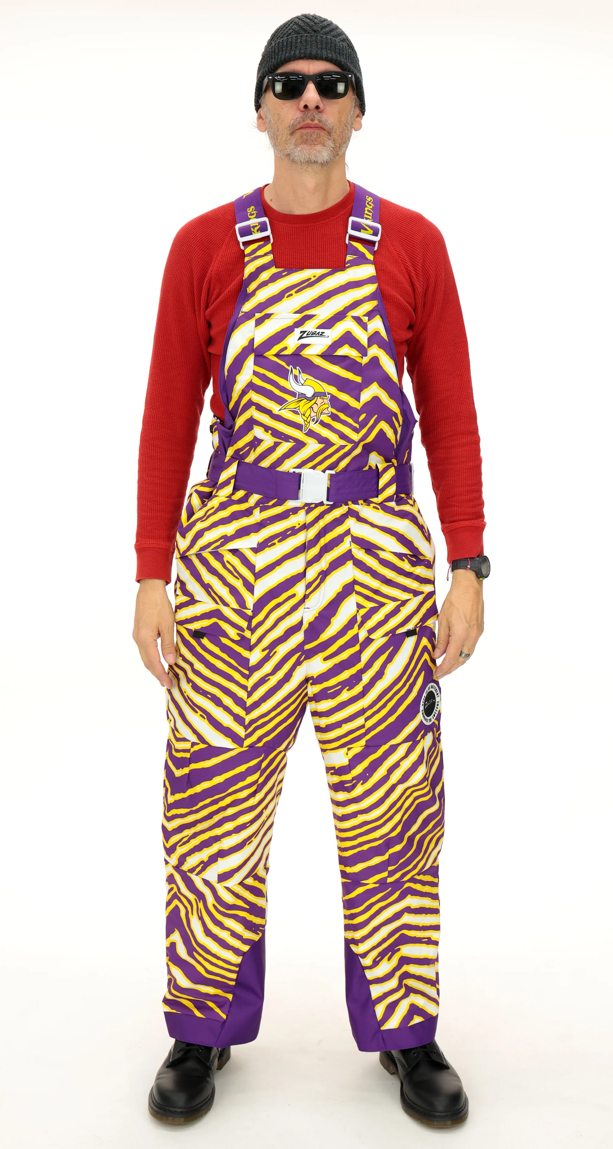 Zubaz NFL Adult Unisex Zebra Team Color Blizzard Snow Bib, Minnesota Vikings - Image 4