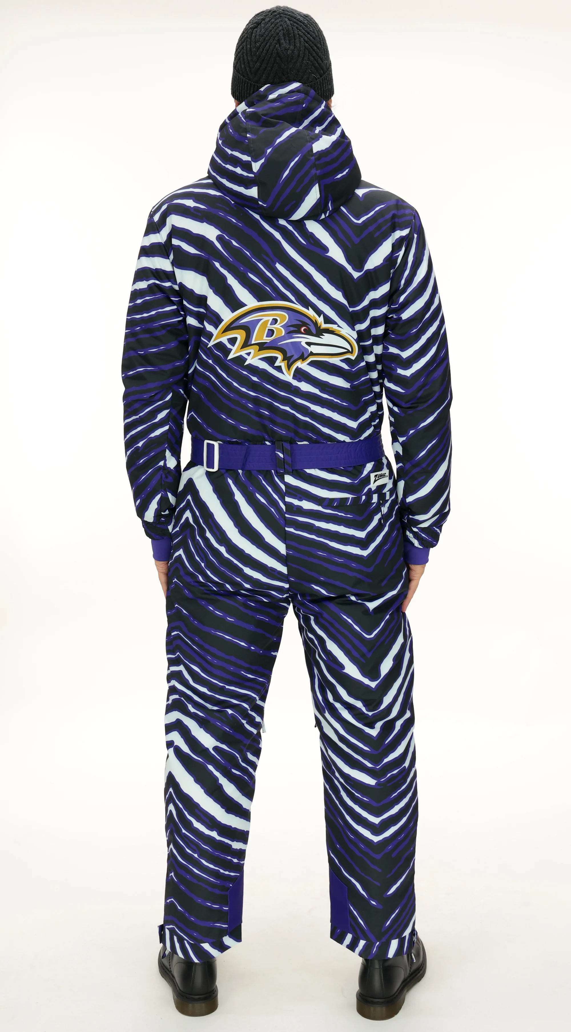 Zubaz NFL Adult Unisex Zebra Team Color Tundra Tux Snowsuit, Baltimore Ravens - Image 4