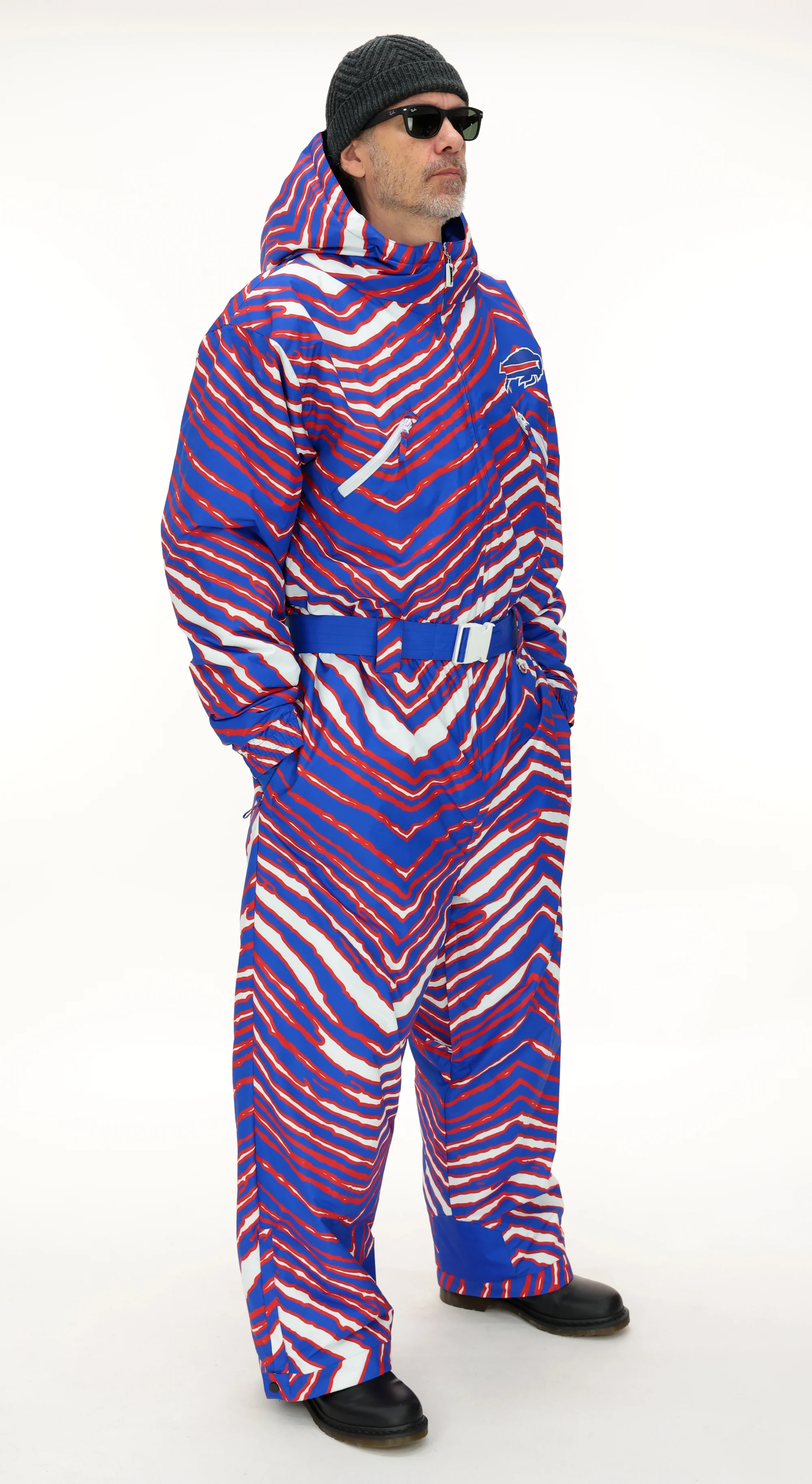 Zubaz NFL Adult Unisex Zebra Team Color Tundra Tux Snowsuit, Buffalo Bills - Image 3