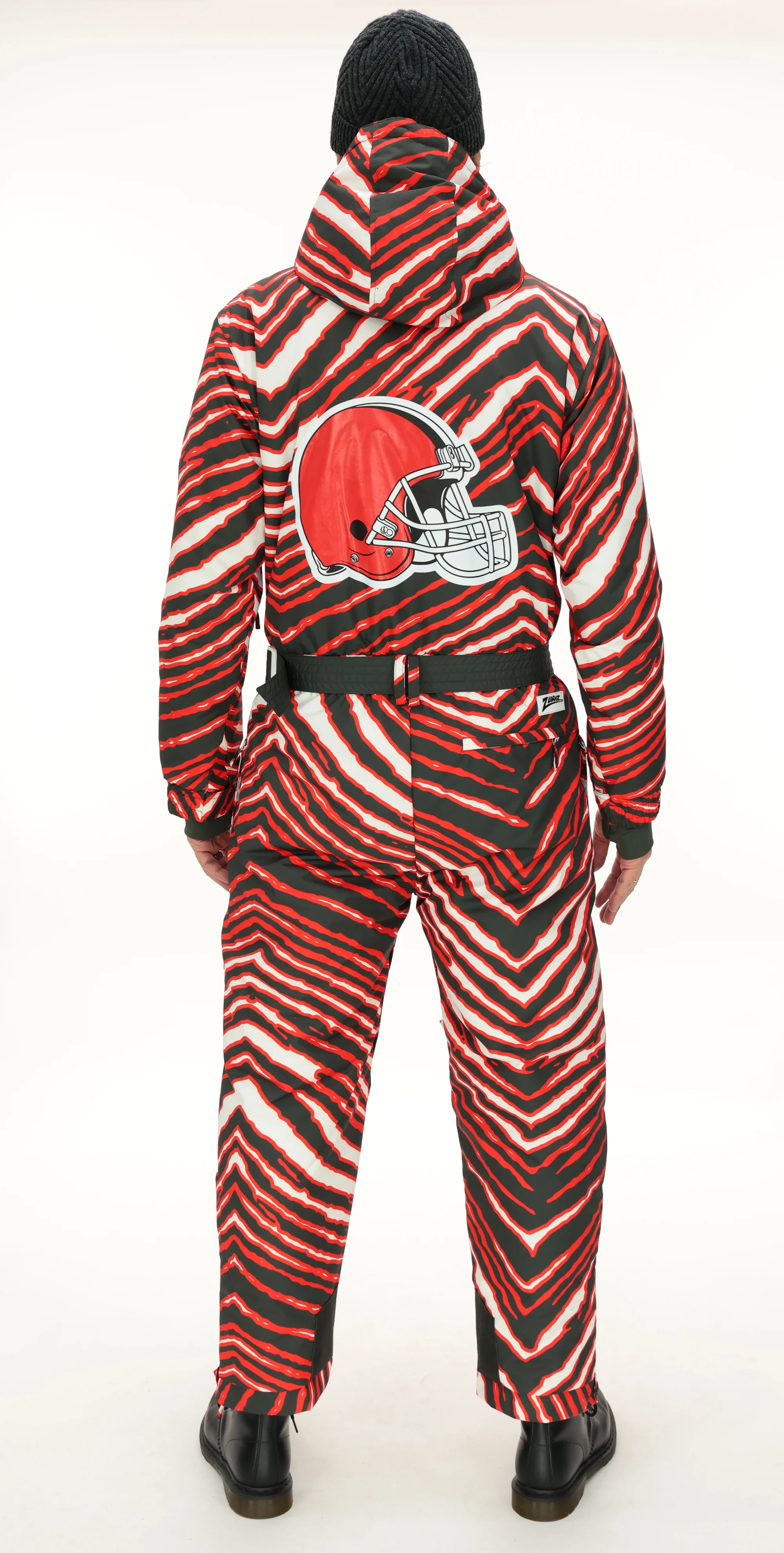 Zubaz NFL Adult Unisex Zebra Team Color Tundra Tux Snowsuit, Cleveland Browns - Image 4