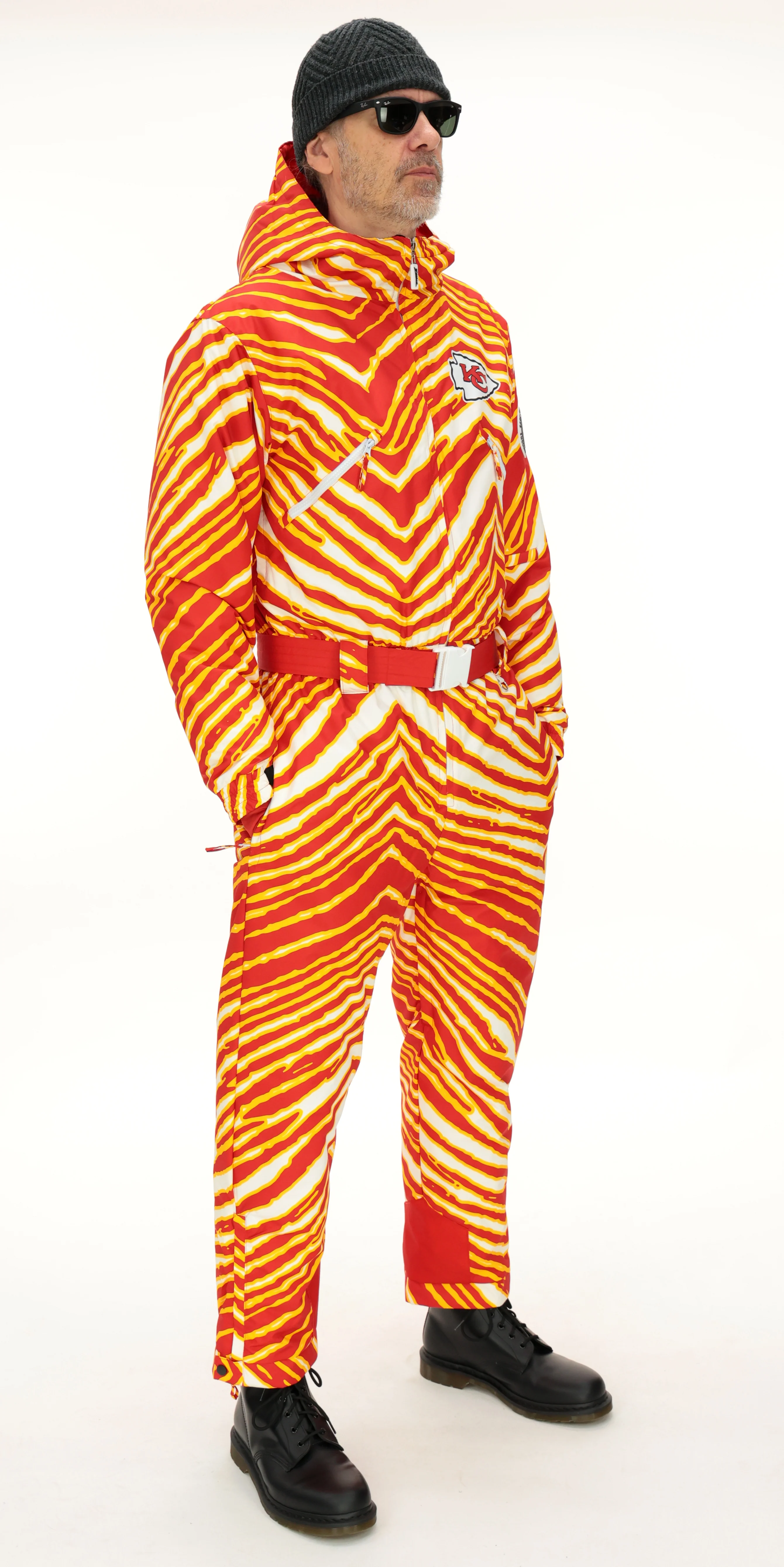 Zubaz NFL Adult Unisex Zebra Team Color Tundra Tux Snowsuit, Kansas City Chiefs - Image 2