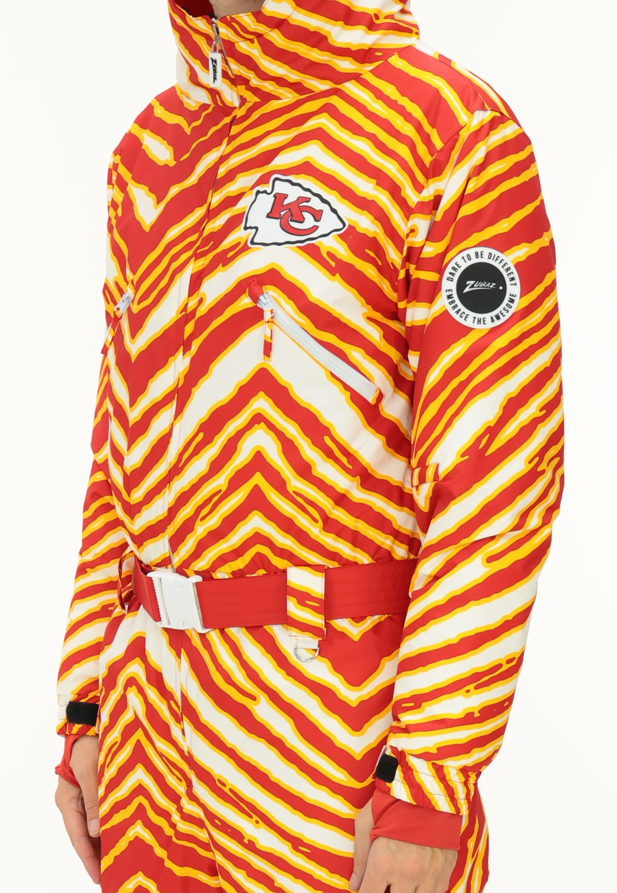 Zubaz NFL Adult Unisex Zebra Team Color Tundra Tux Snowsuit, Kansas City Chiefs - Image 4