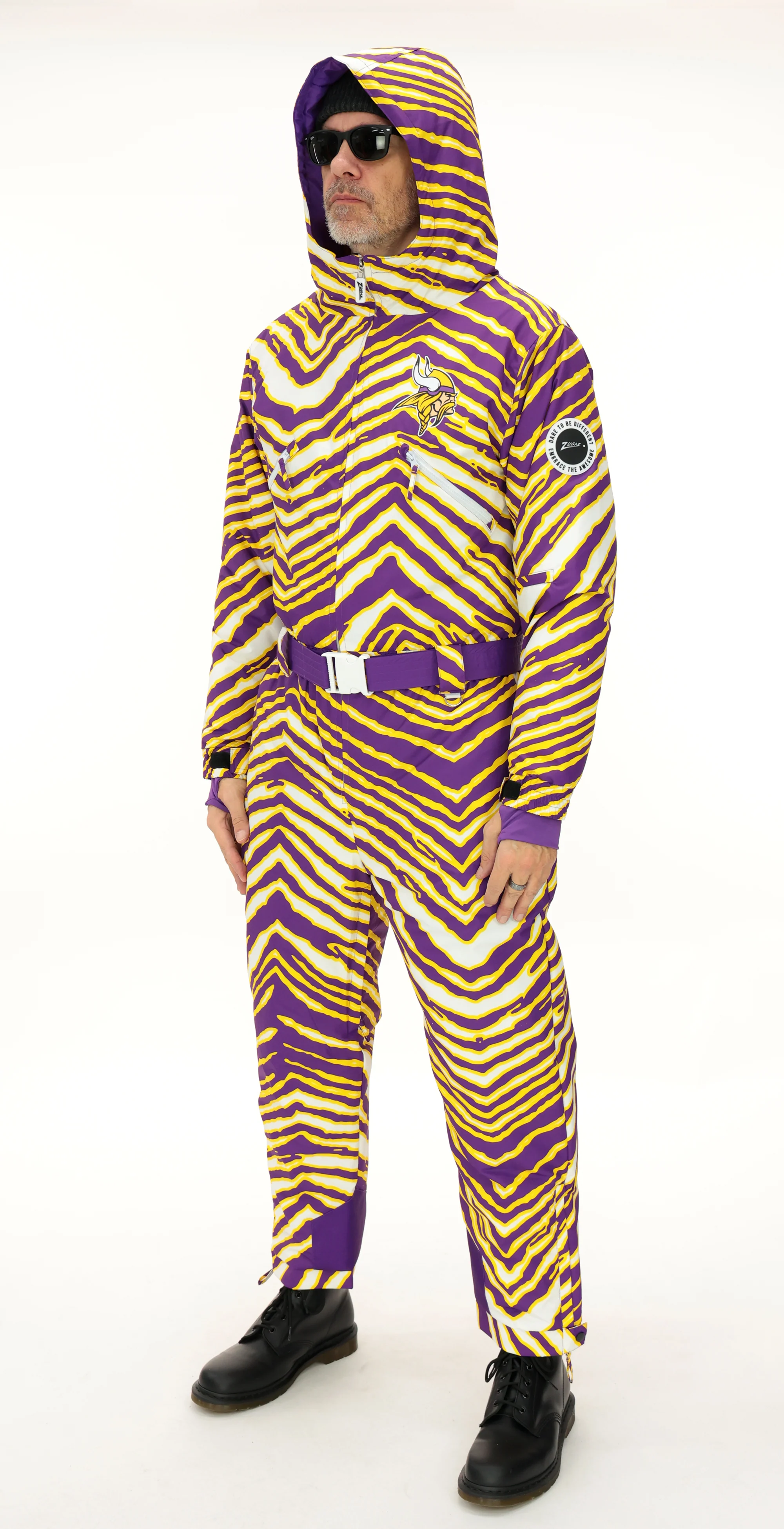 Zubaz NFL Adult Unisex Zebra Team Color Tundra Tux Snowsuit, Minnesota Vikings - Image 2