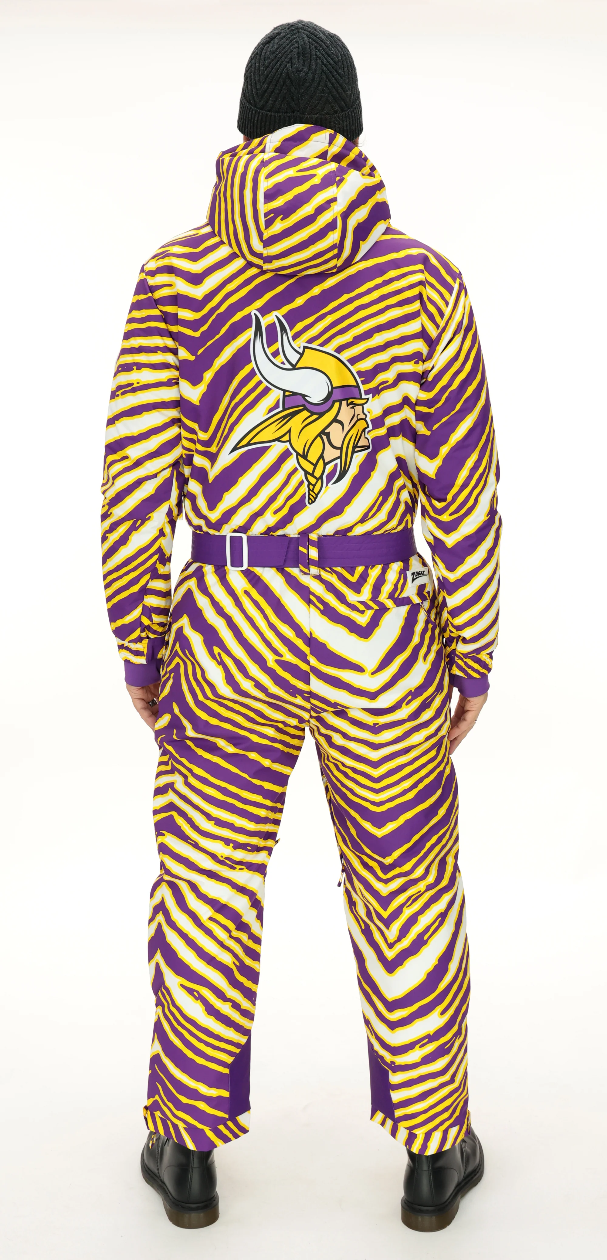 Zubaz NFL Adult Unisex Zebra Team Color Tundra Tux Snowsuit, Minnesota Vikings - Image 4