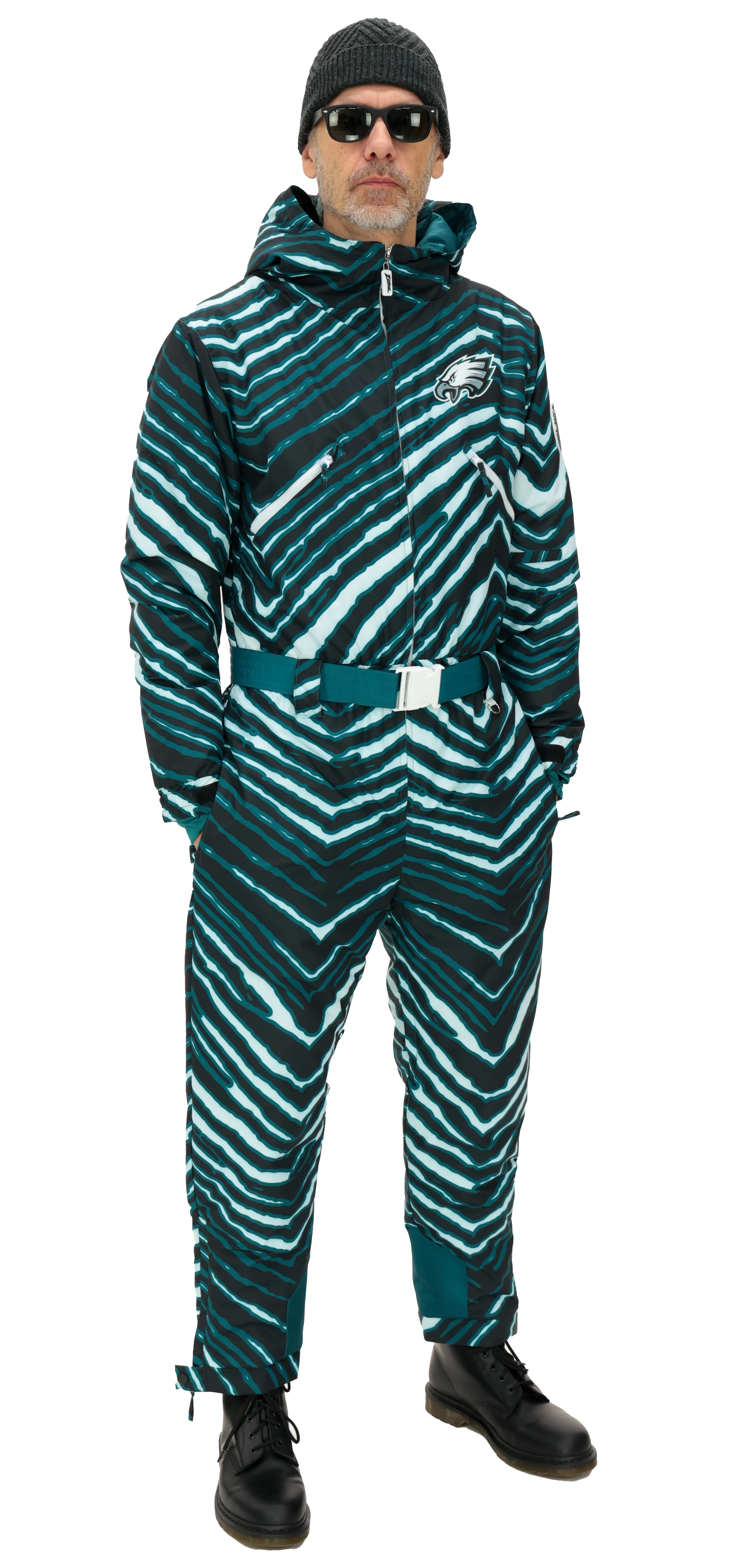 Zubaz NFL Adult Unisex Zebra Team Color Tundra Tux Snowsuit, Philadelphia Eagles - Image 2