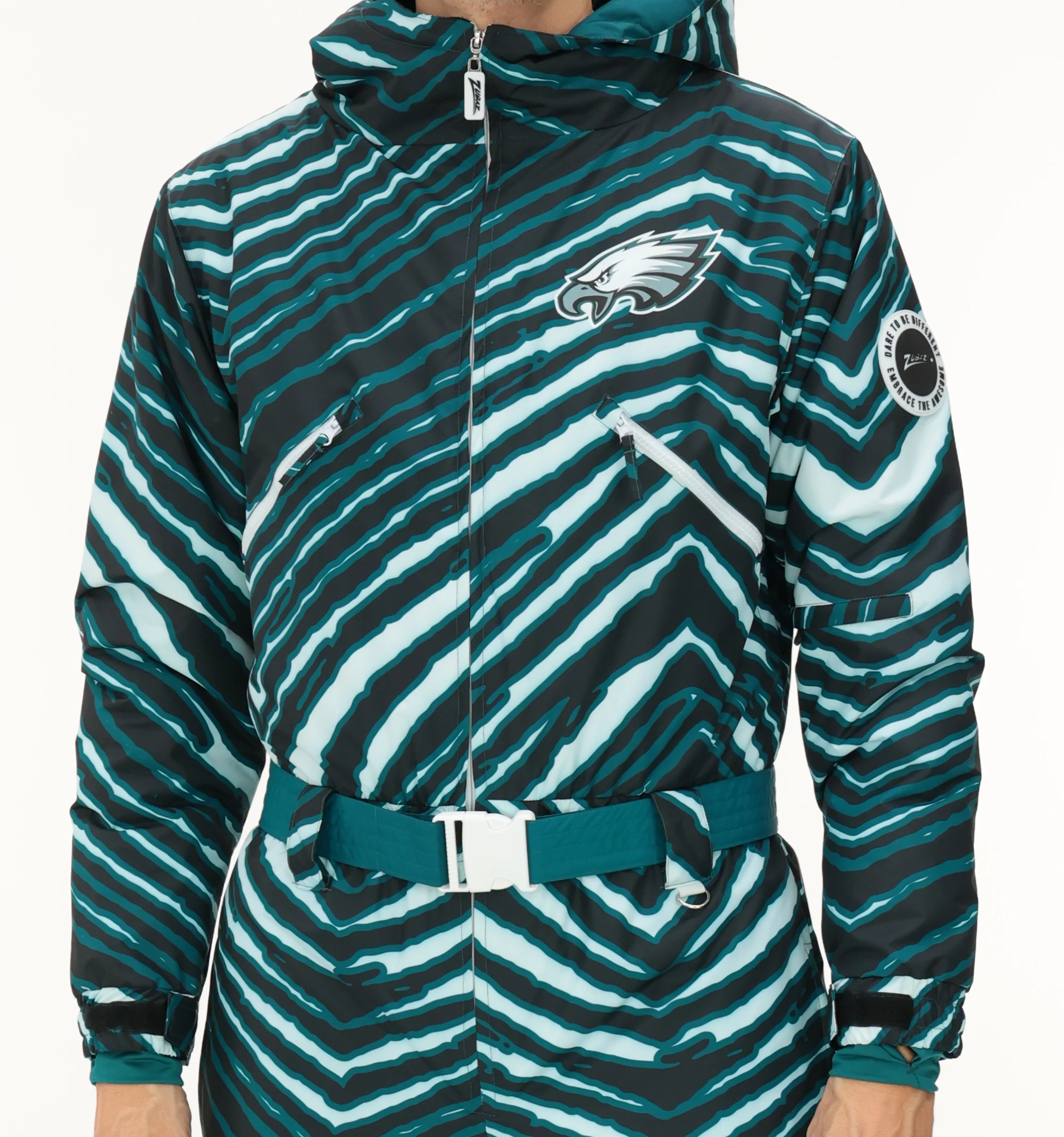 Zubaz NFL Adult Unisex Zebra Team Color Tundra Tux Snowsuit, Philadelphia Eagles - Image 5