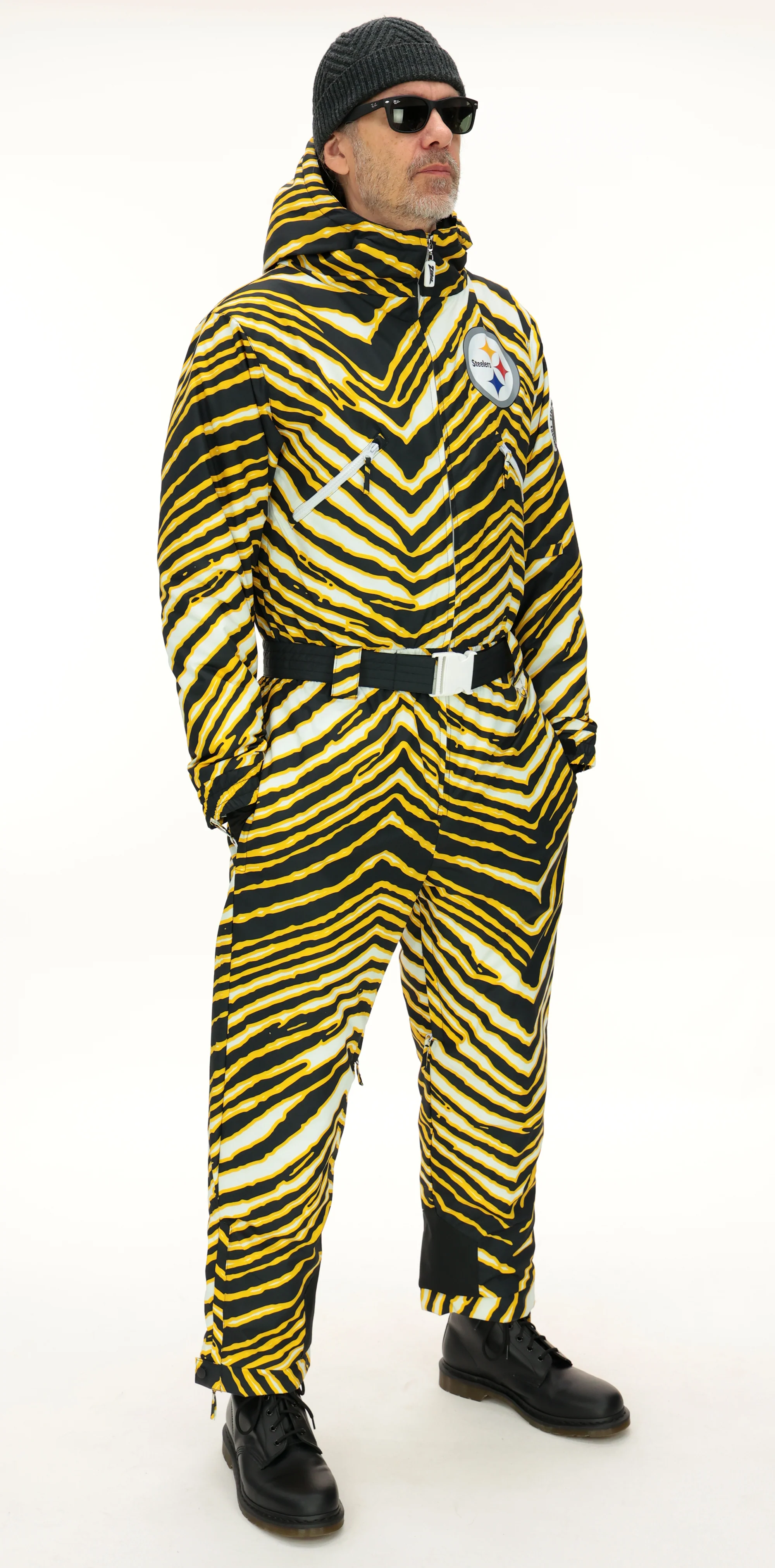 Zubaz NFL Adult Unisex Zebra Team Color Tundra Tux Snowsuit, Pittsburgh Steelers - Image 3