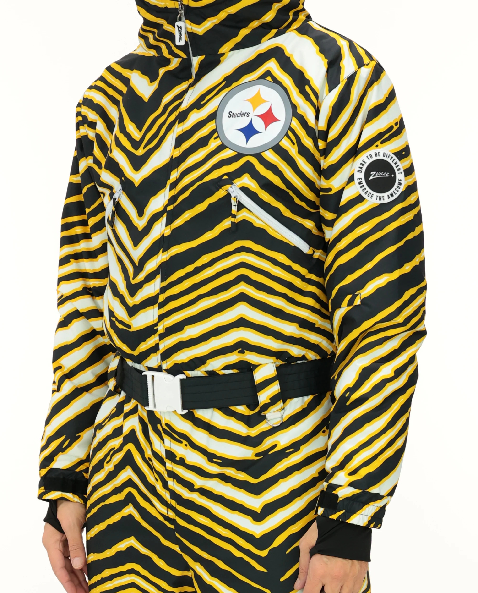 Zubaz NFL Adult Unisex Zebra Team Color Tundra Tux Snowsuit, Pittsburgh Steelers - Image 5