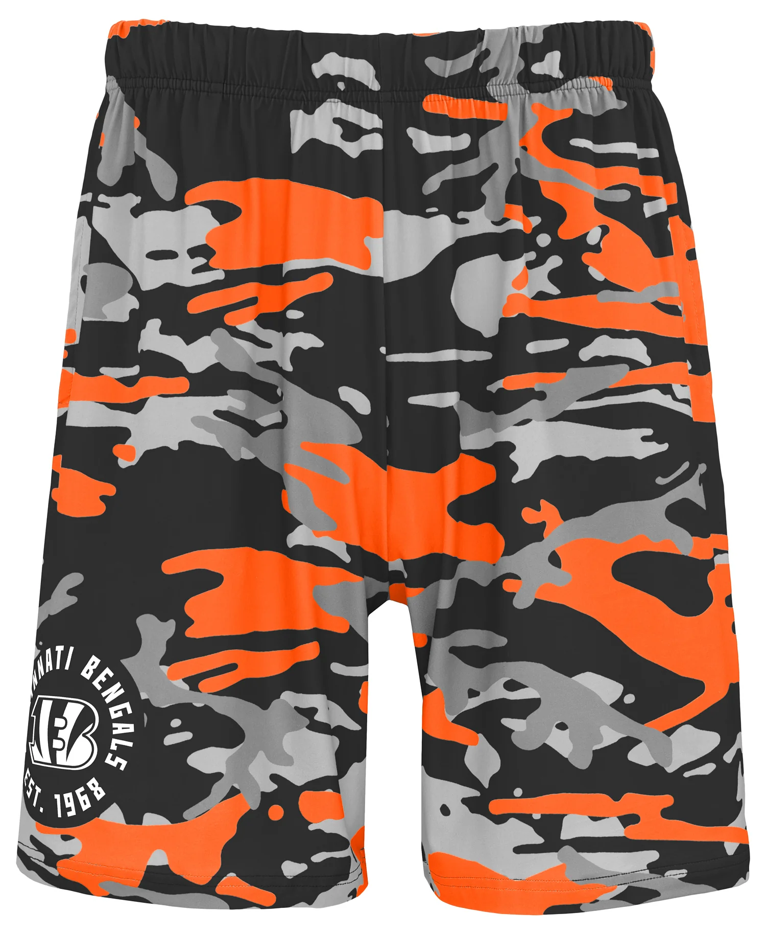 Zubaz NFL Men's 7in Alternate Camo Established Block Text Shorts, Cincinnati Bengals