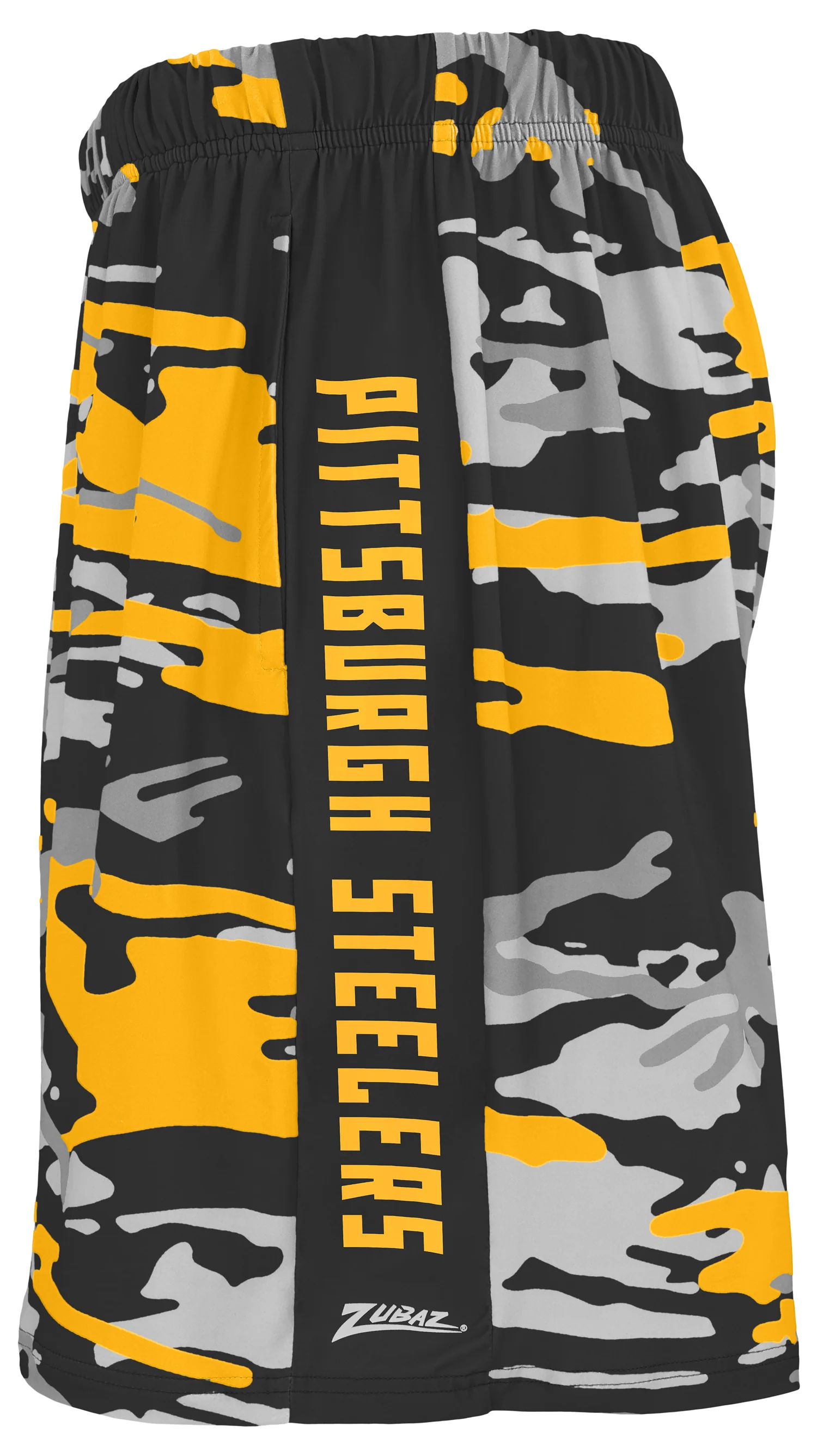 Zubaz NFL Men's 7in Alternate Camo Established Block Text Shorts, Pittsburgh Steelers - Image 2