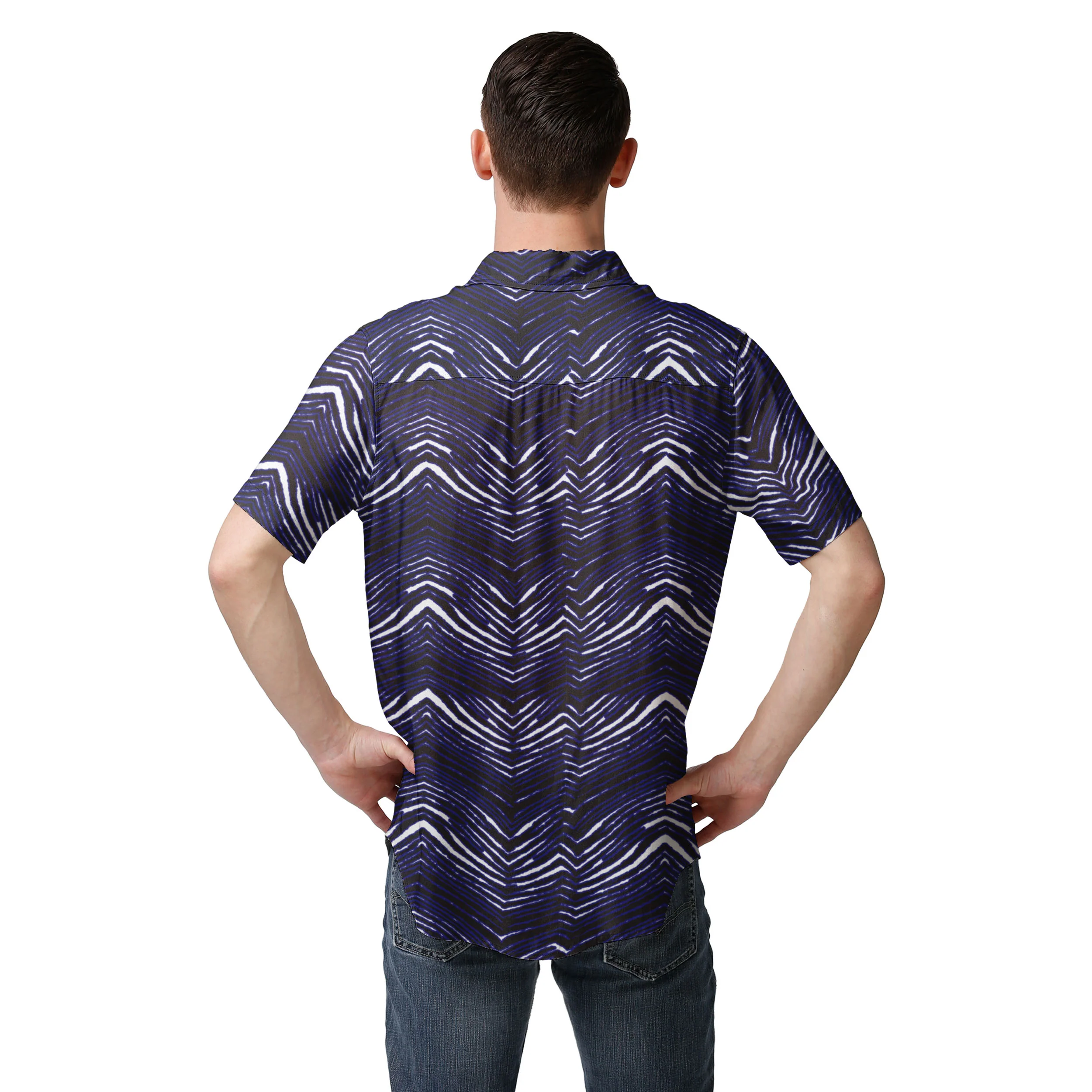 Zubaz NFL Men's Baltimore Ravens Exclusive Button Up Shirt - Image 2
