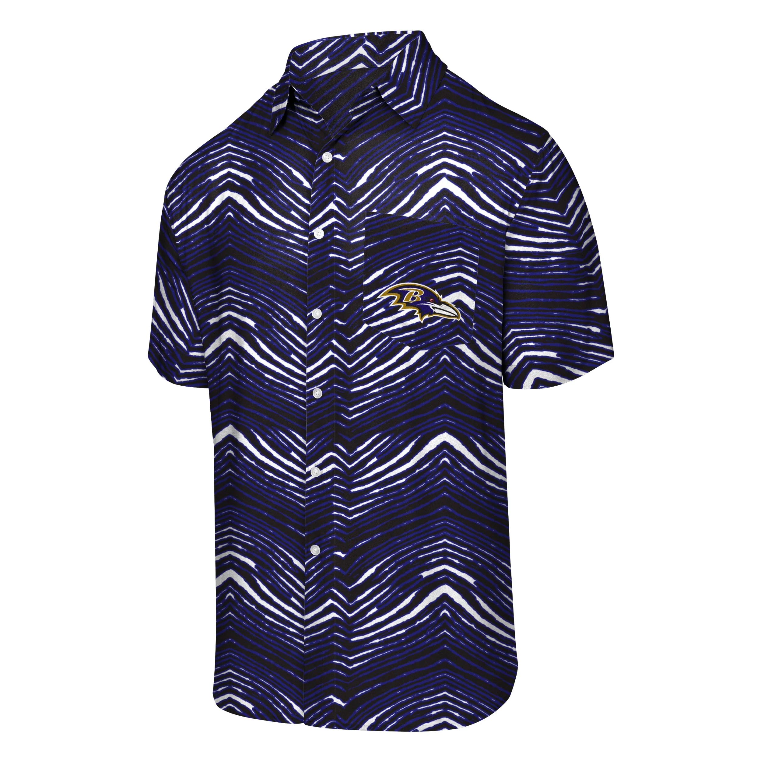 Zubaz NFL Men's Baltimore Ravens Exclusive Button Up Shirt - Image 4