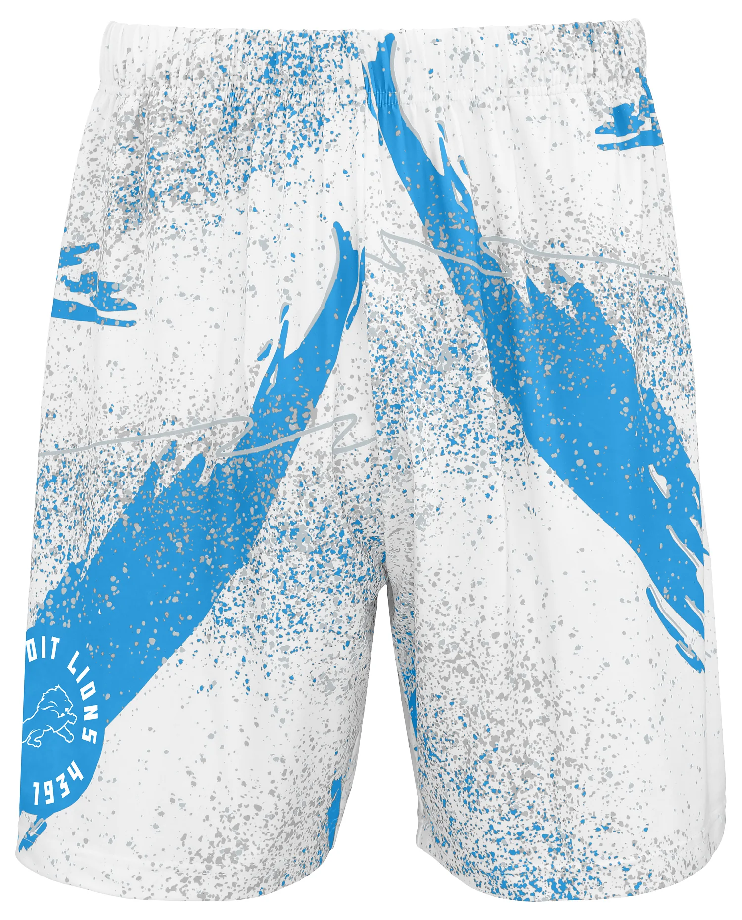 Zubaz NFL Men's 7in Confetti Overtime Block Text Shorts, Detroit Lions