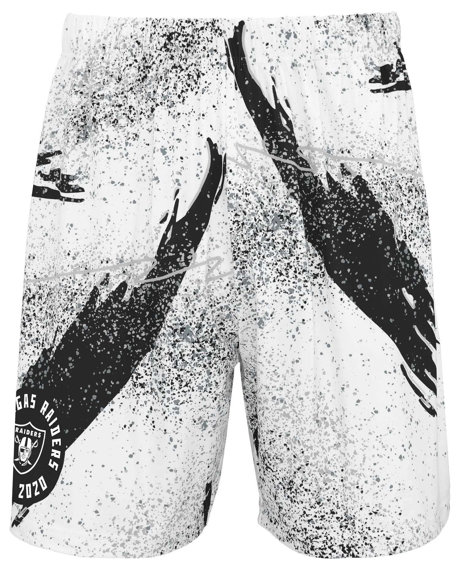 Zubaz NFL Men's 7in Confetti Overtime Block Text Shorts, Las Vegas Raiders