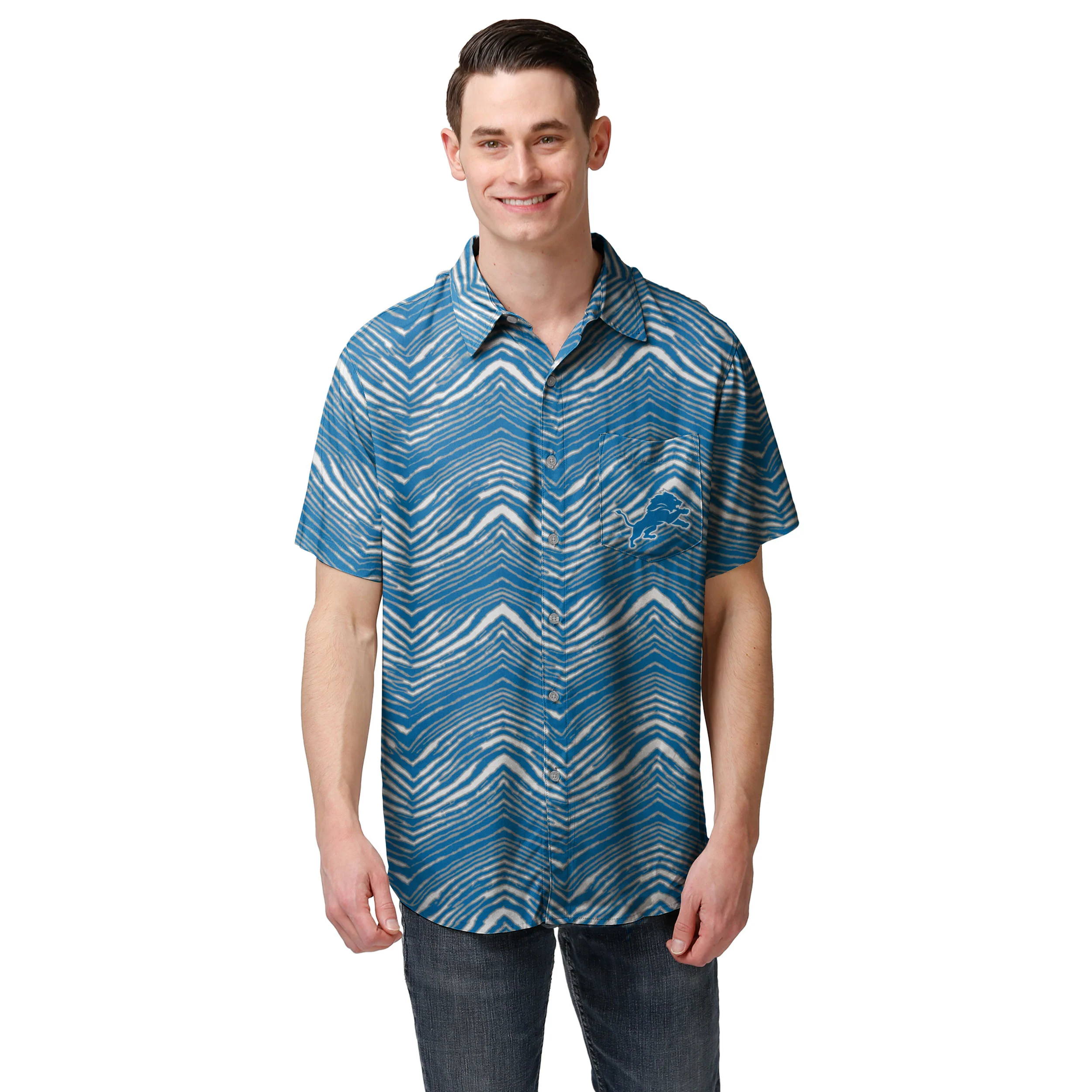 Zubaz NFL Men's Detroit Lions Exclusive Button Up Shirt