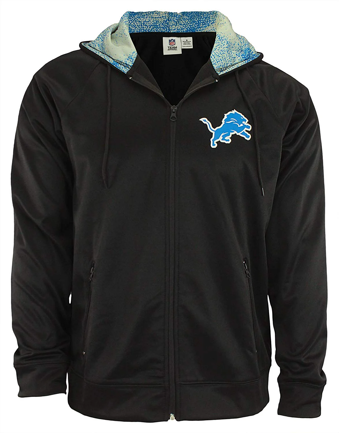Zubaz NFL Detroit Lions Men's Heavyweight Full Zip Performance Fleece Hoodie - Image 3