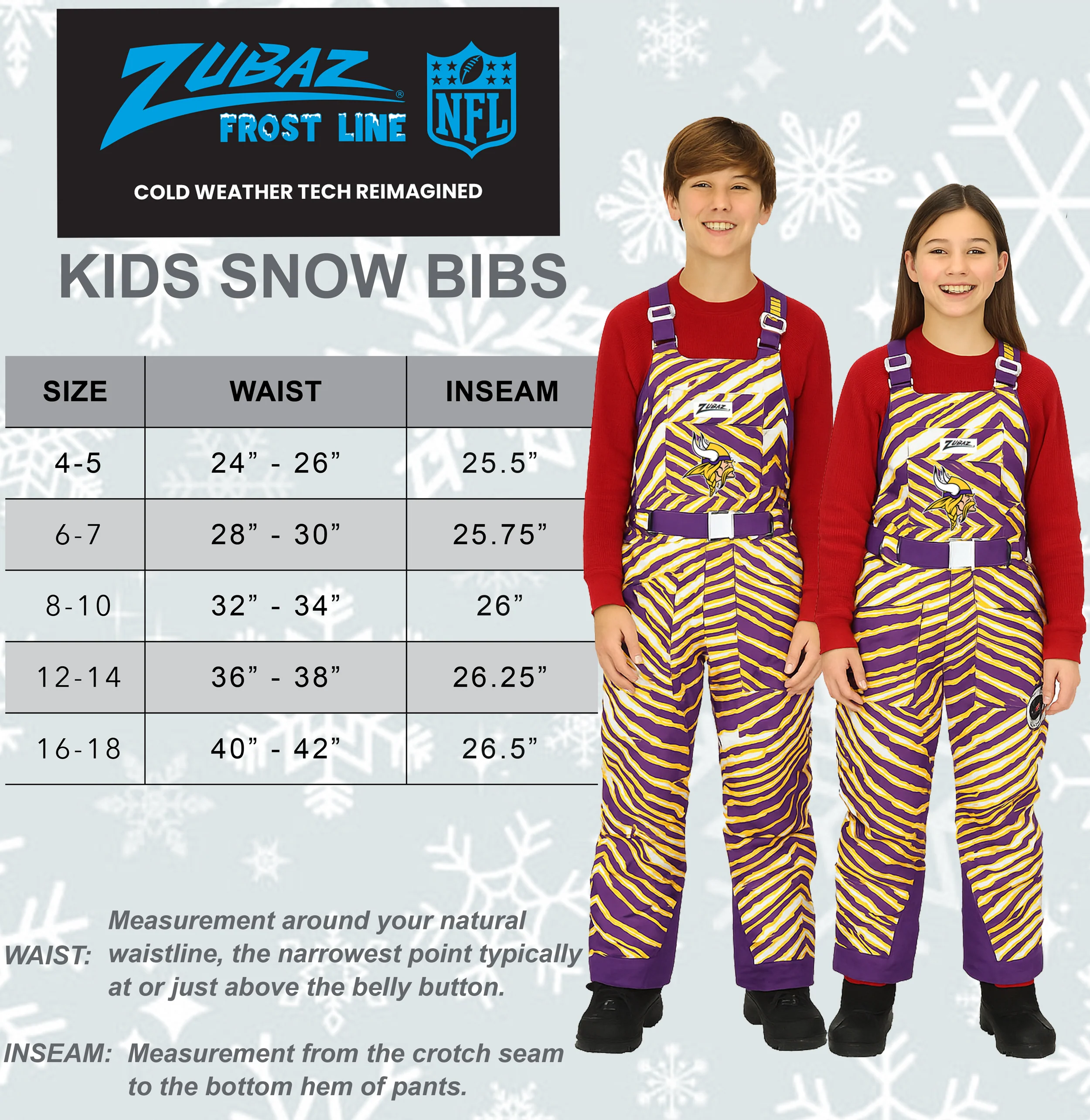 Zubaz NFL Kids Unisex Zebra Team Color Blizzard Snow Bib Jr, Chicago Bears - Image 5