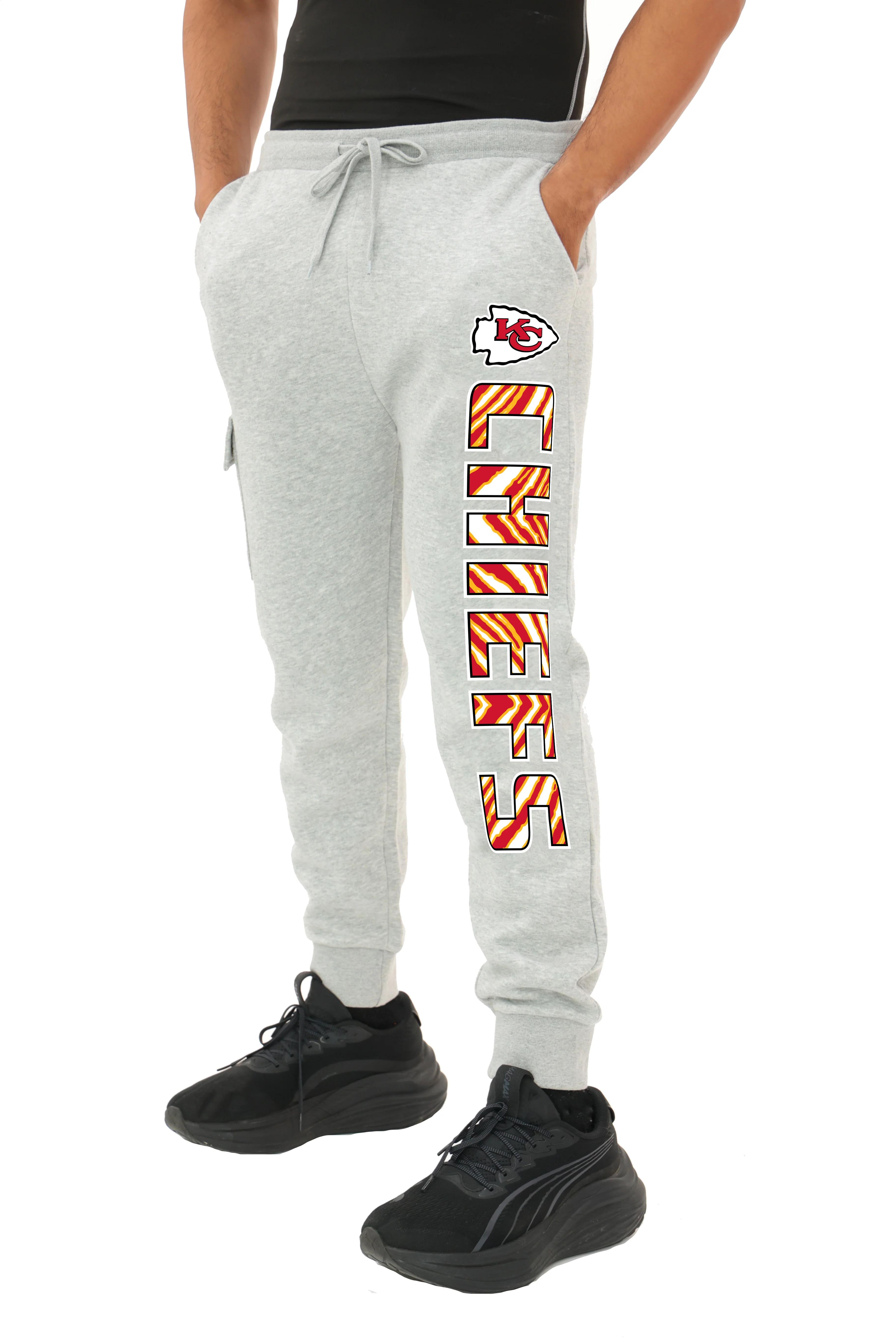 Zubaz NFL MEN Cargo Joggers - Gray, KANSAS CITY CHIEFS