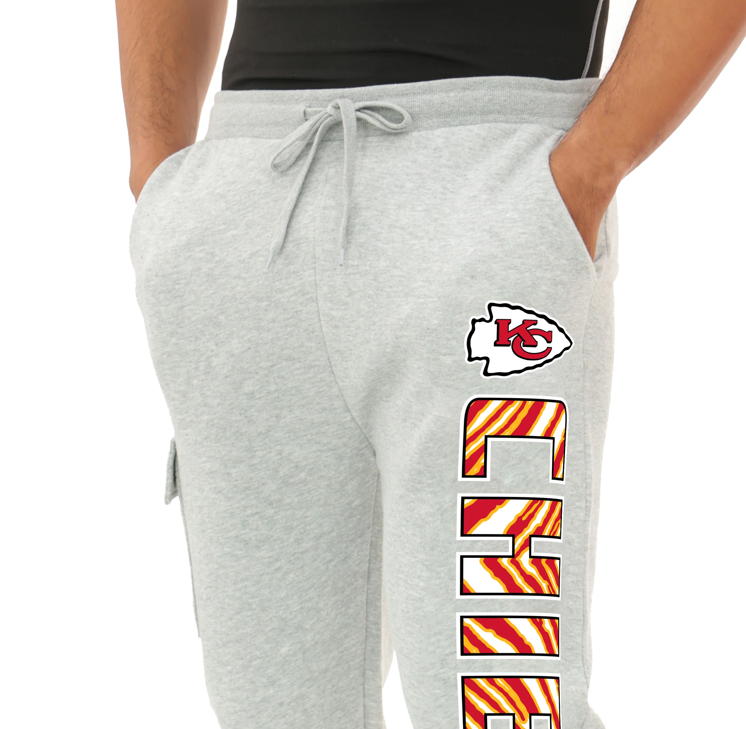 Zubaz NFL MEN Cargo Joggers - Gray, KANSAS CITY CHIEFS - Image 2