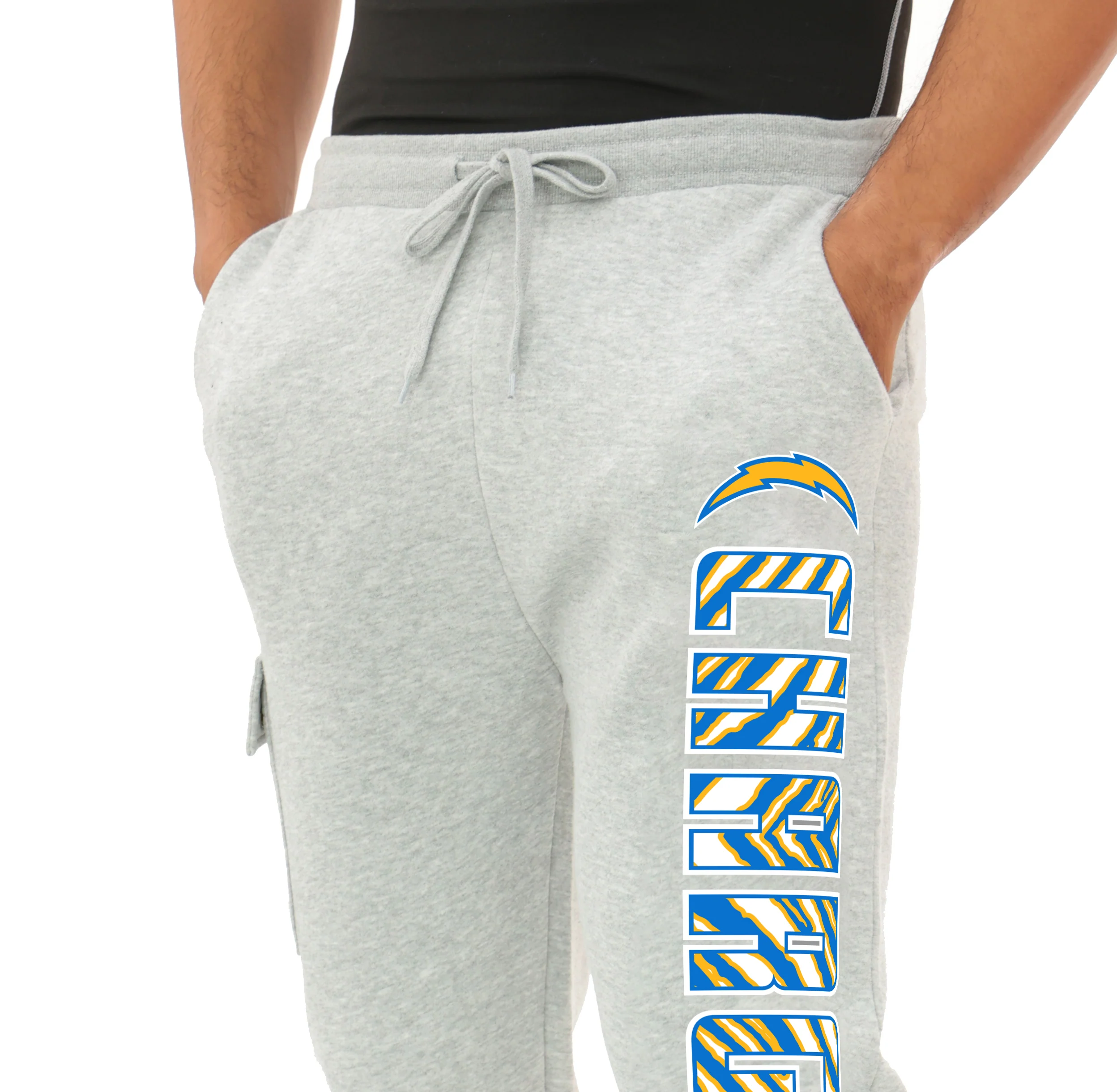 Zubaz NFL MEN Cargo Joggers - Gray, LOS ANGELES CHARGERS - Image 2