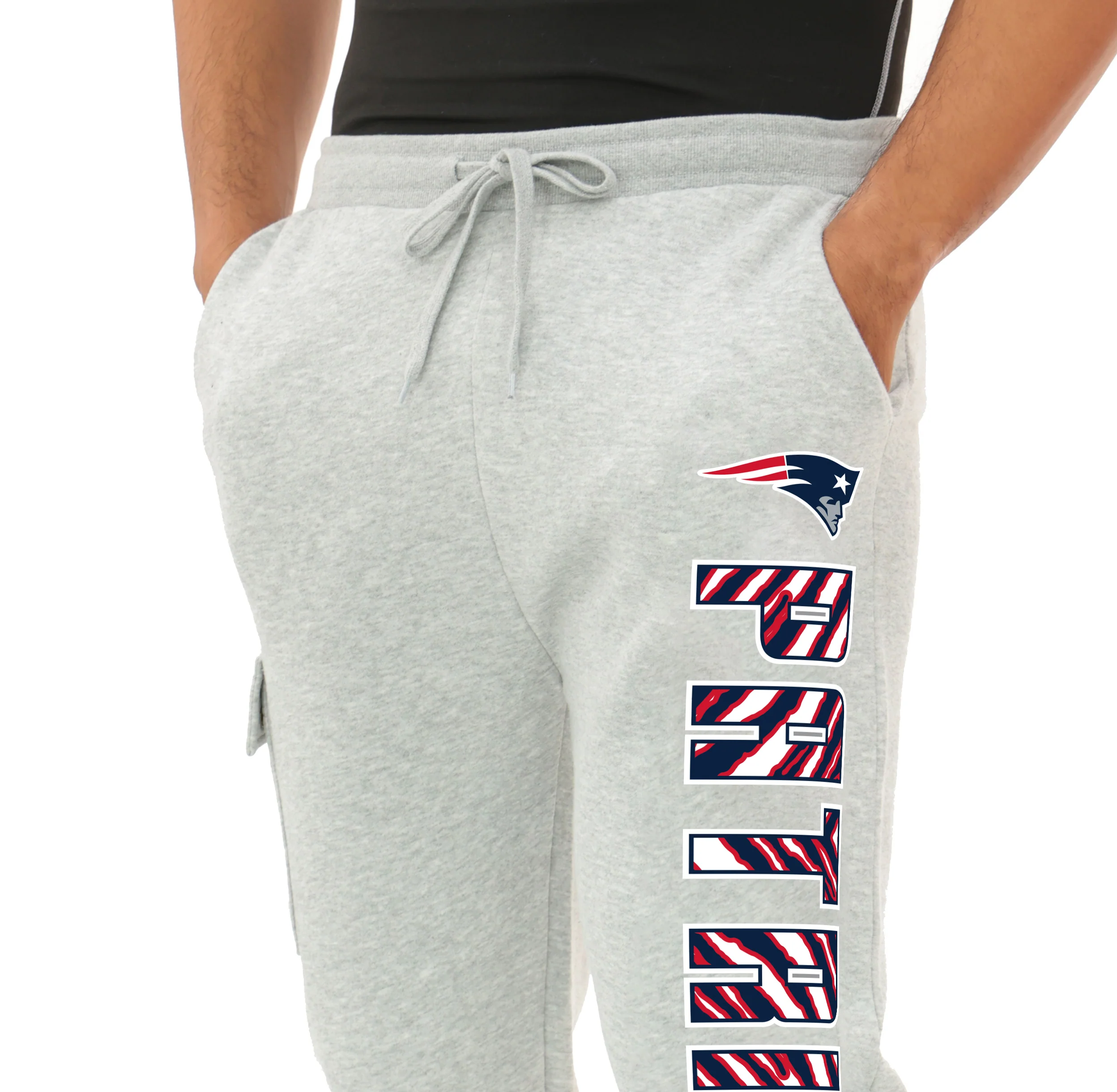 Zubaz NFL MEN Cargo Joggers - Gray, NEW ENGLAND PATRIOTS - Image 2