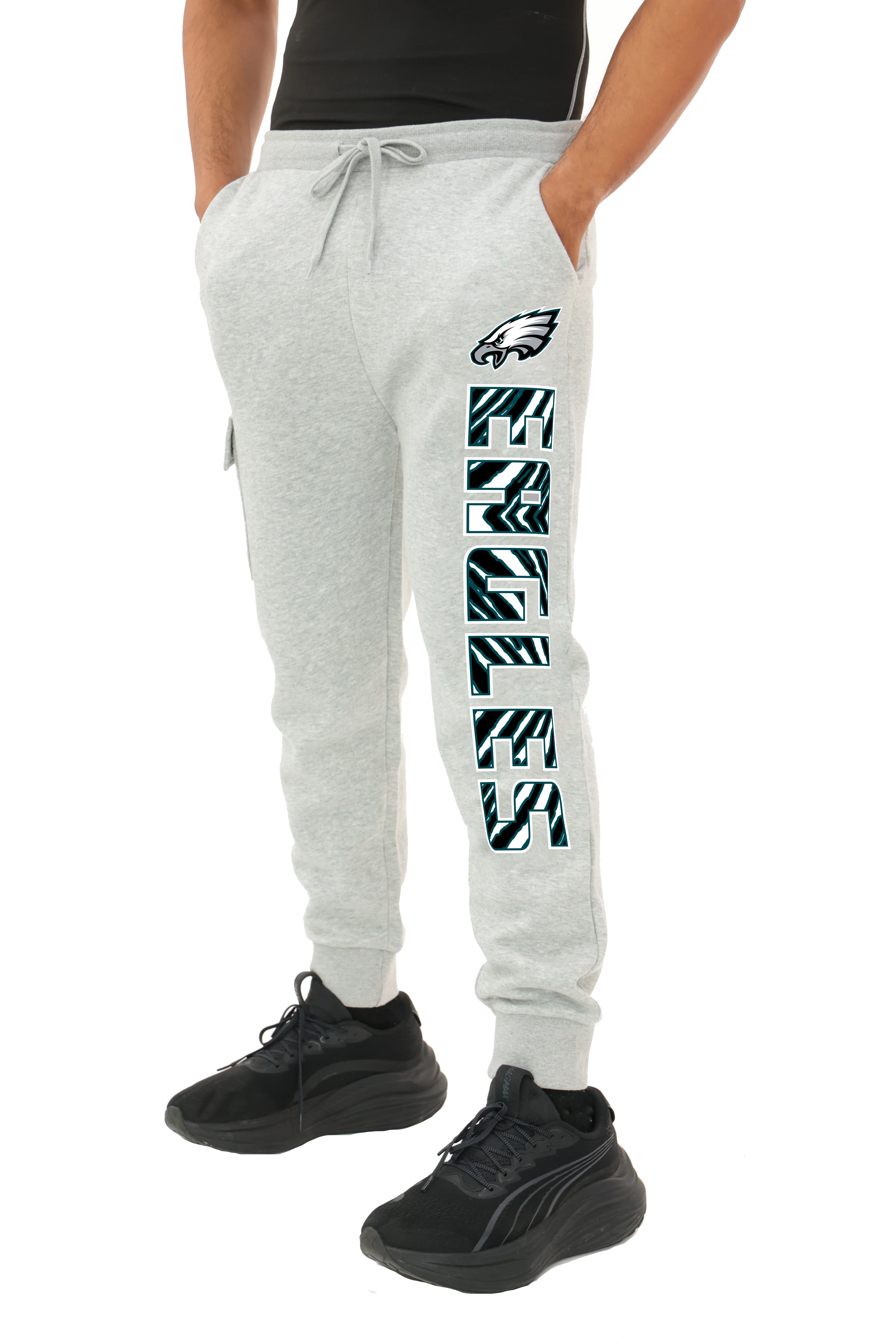 Zubaz NFL  MEN Cargo Joggers - Gray, PHILADELPHIA EAGLES