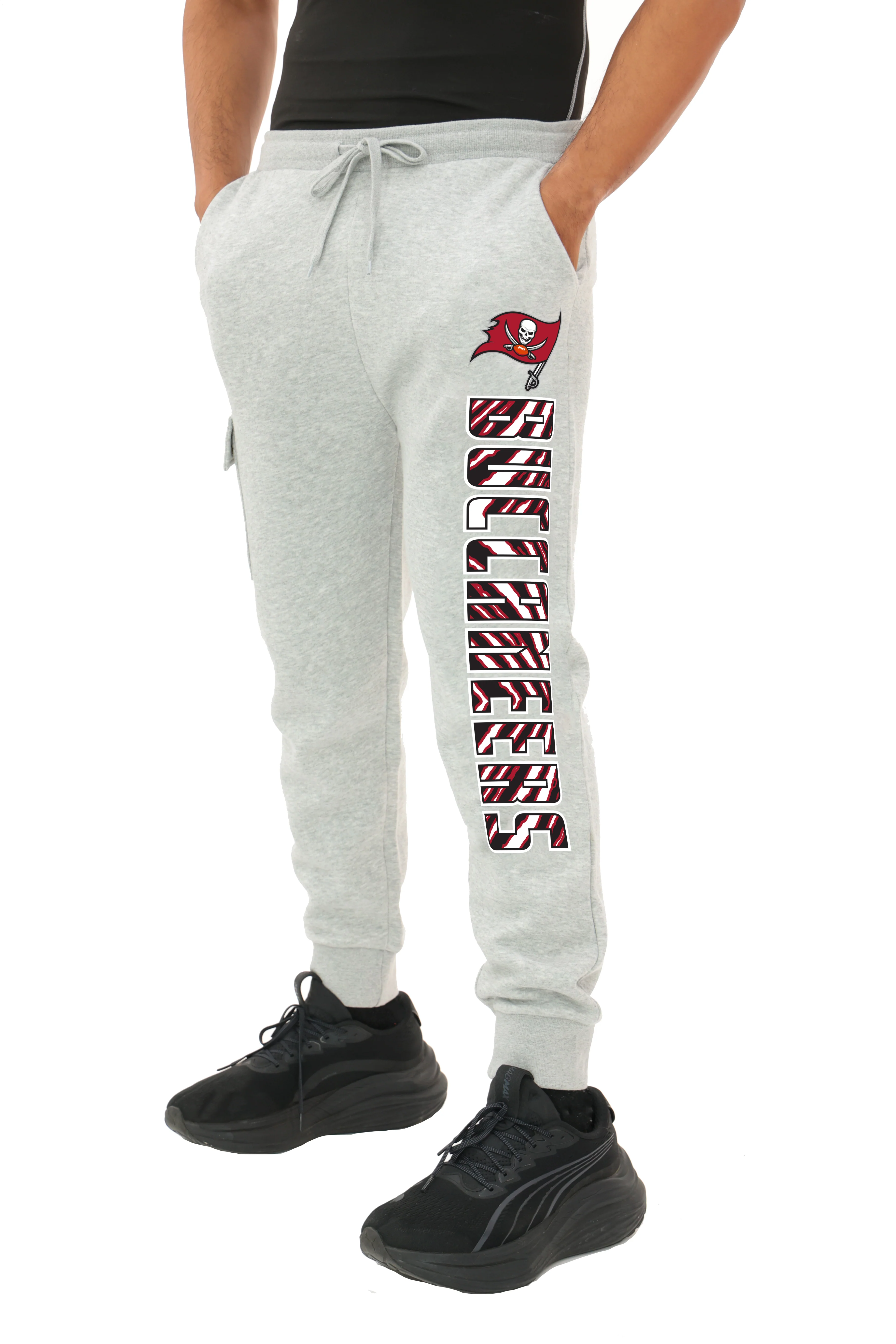 Zubaz NFL MEN Cargo Joggers - Gray, TAMPA BAY BUCCANEERS