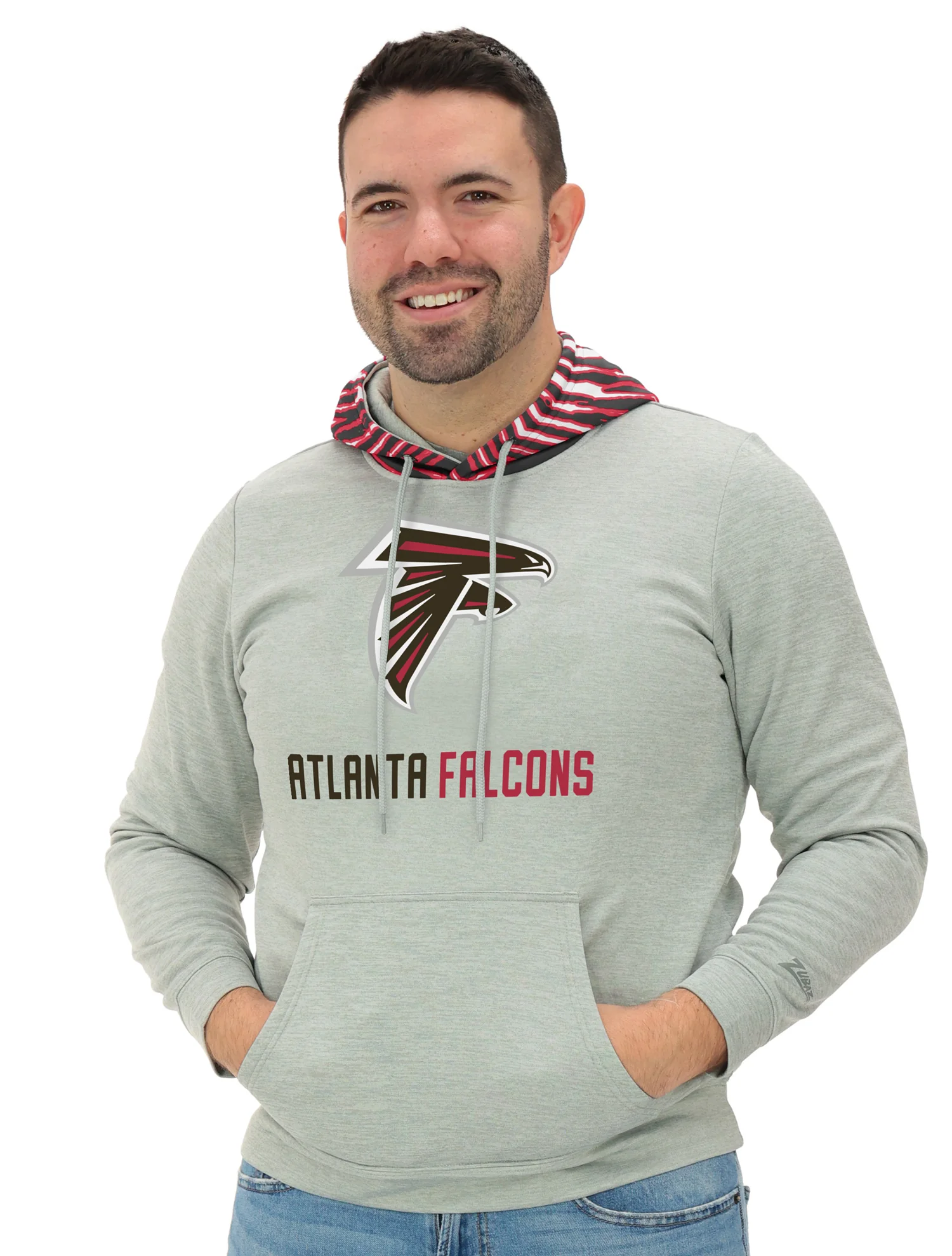 Zubaz NFL Men`s Gray Hoodie with 3C Zebra Hood, ATLANTA FALCONS - Image 21