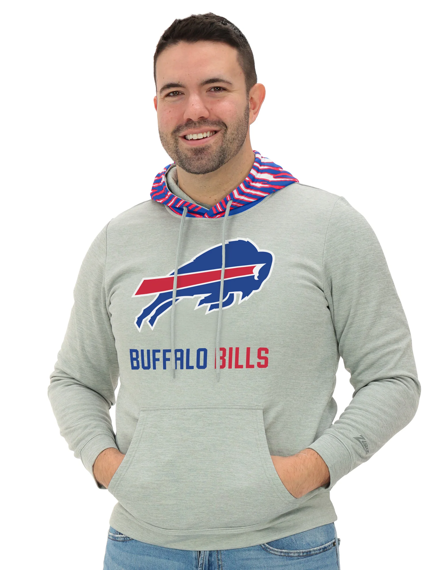 Zubaz NFL Men`s Gray Hoodie with 3C Zebra Hood, BUFFALO BILLS - Image 29