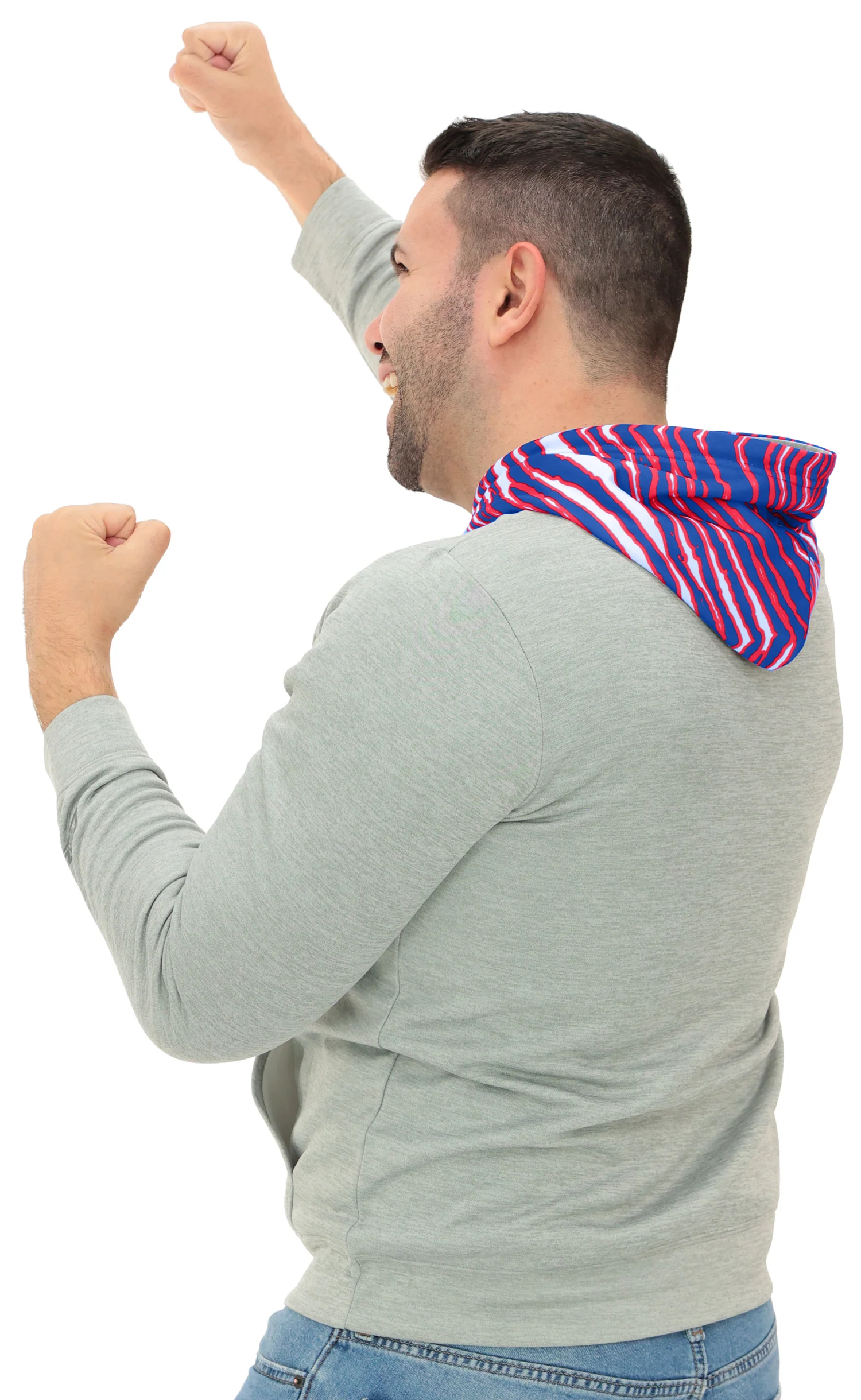 Zubaz NFL Men`s Gray Hoodie with 3C Zebra Hood, BUFFALO BILLS - Image 6