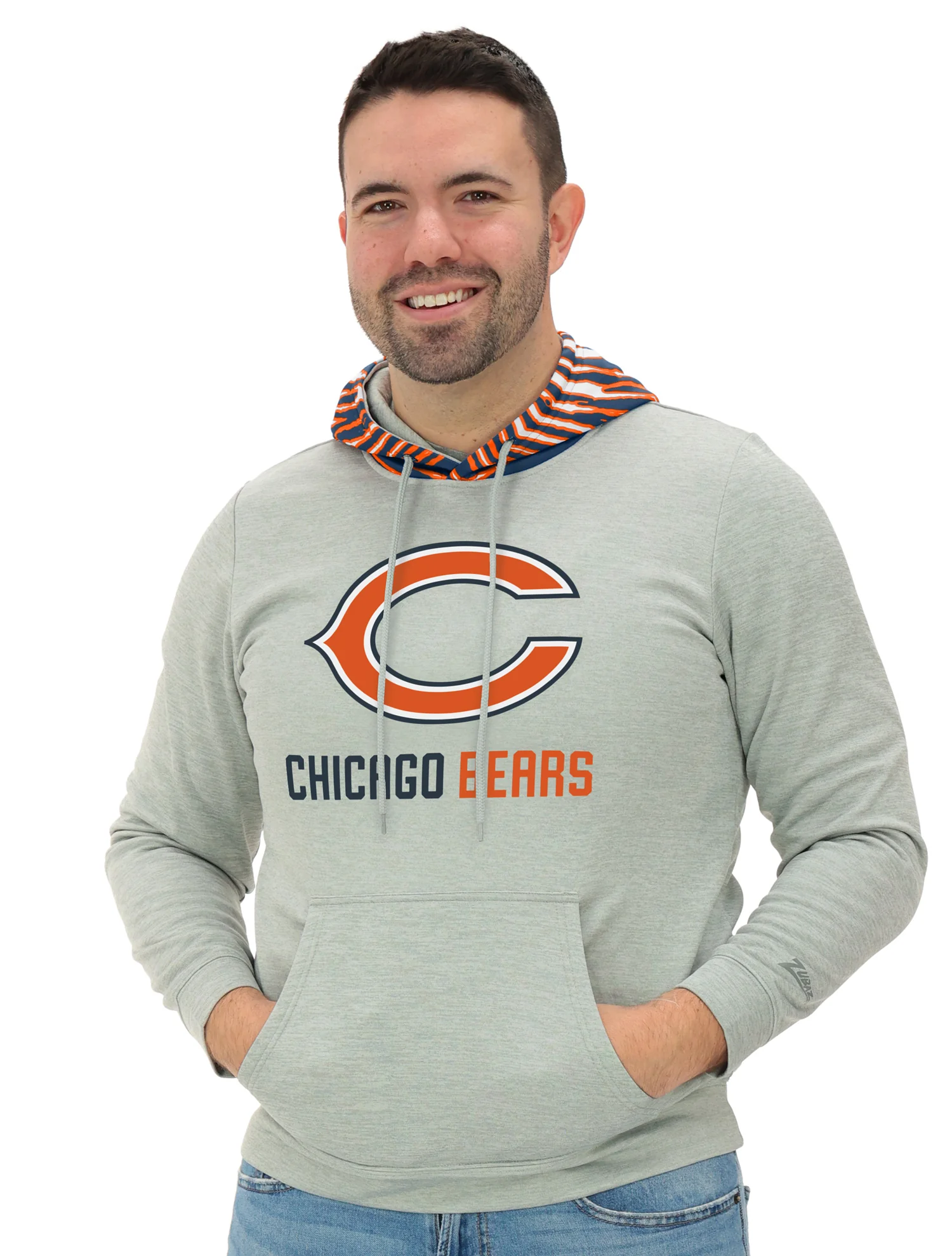 Zubaz NFL Men`s Gray Hoodie with 3C Zebra Hood, CHICAGO BEARS - Image 17