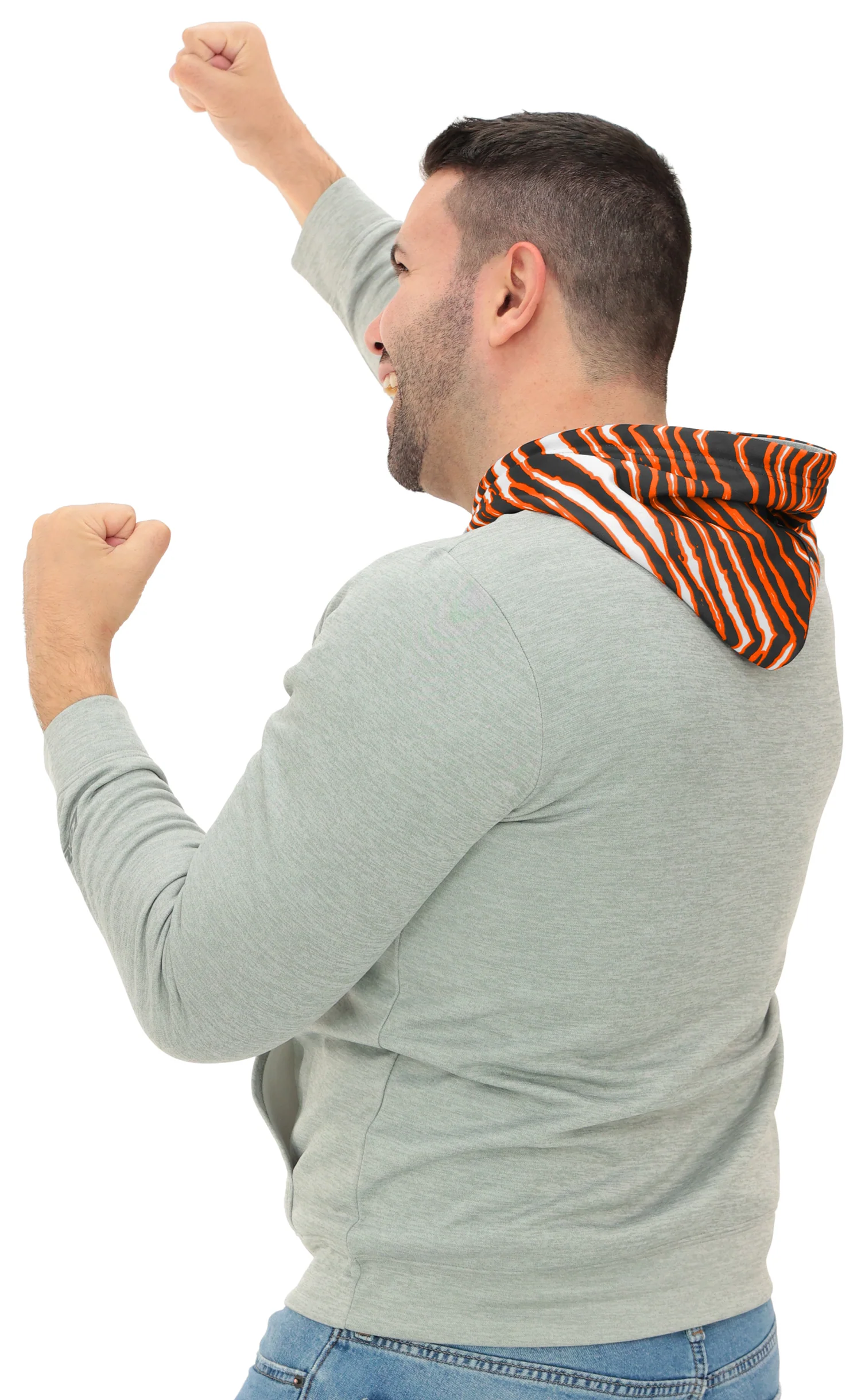 Zubaz NFL Men`s Gray Hoodie with 3C Zebra Hood, CINCINNATI BENGALS - Image 30