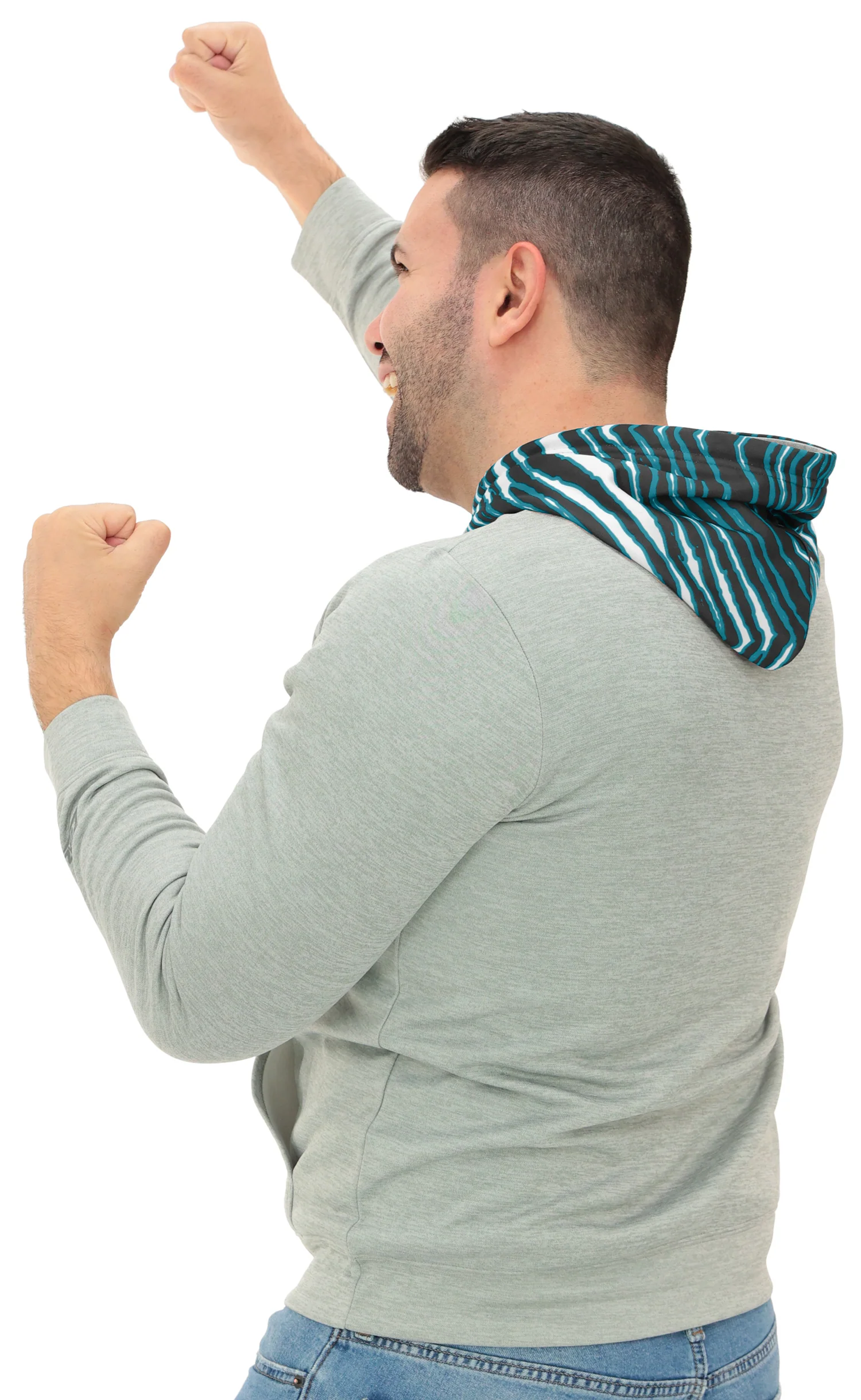 Zubaz NFL Men`s Gray Hoodie with 3C Zebra Hood, JACKSONVILLE JAGUARS - Image 18