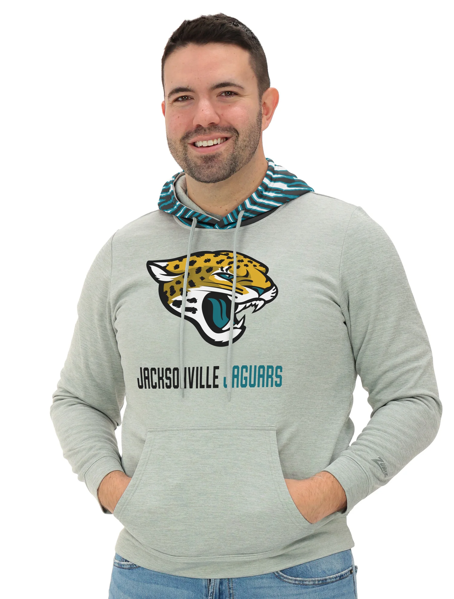 Zubaz NFL Men`s Gray Hoodie with 3C Zebra Hood, JACKSONVILLE JAGUARS - Image 25