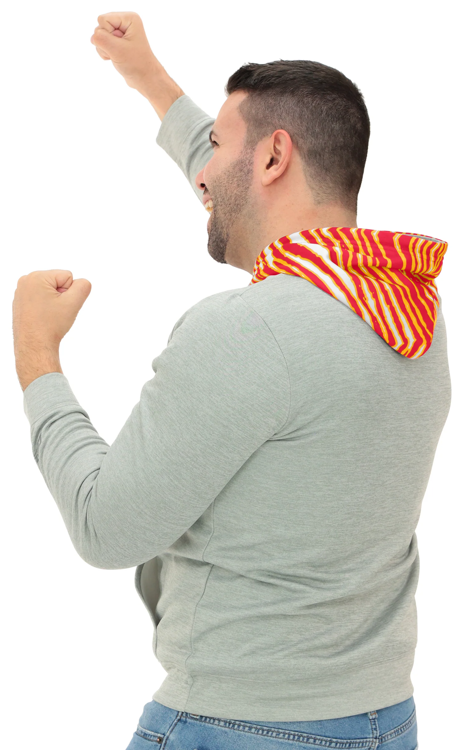 Zubaz NFL Men`s Gray Hoodie with 3C Zebra Hood, KANSAS CITY CHIEFS - Image 14
