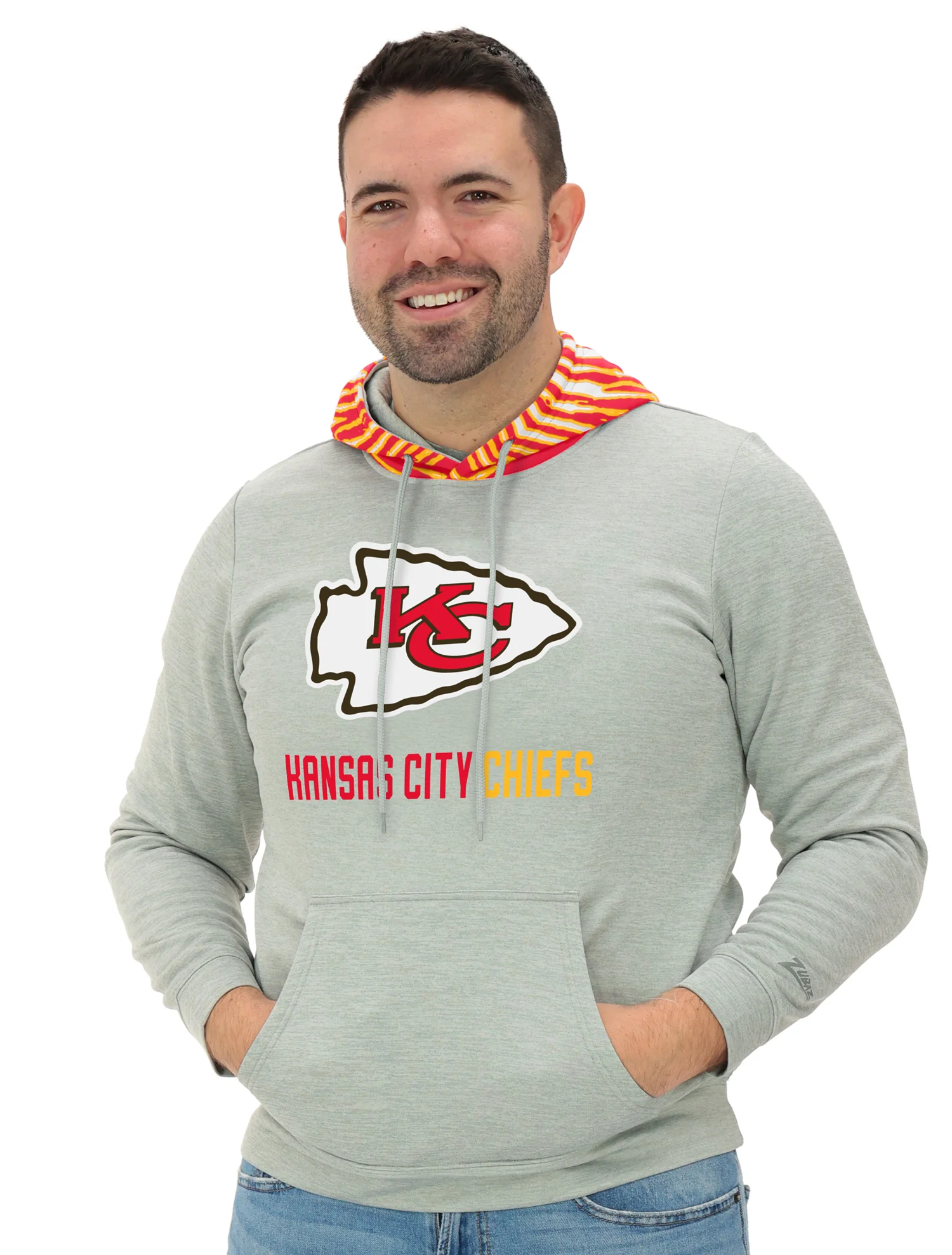 Zubaz NFL Men`s Gray Hoodie with 3C Zebra Hood, KANSAS CITY CHIEFS - Image 21