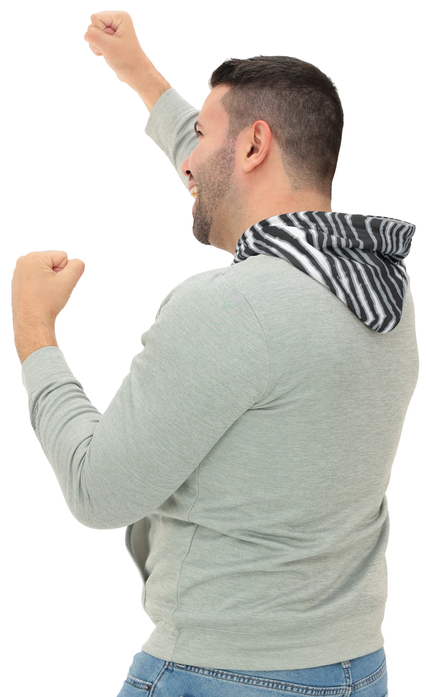 Zubaz NFL Men`s Gray Hoodie with 3C Zebra Hood, LAS VEGAS RAIDERS - Image 10