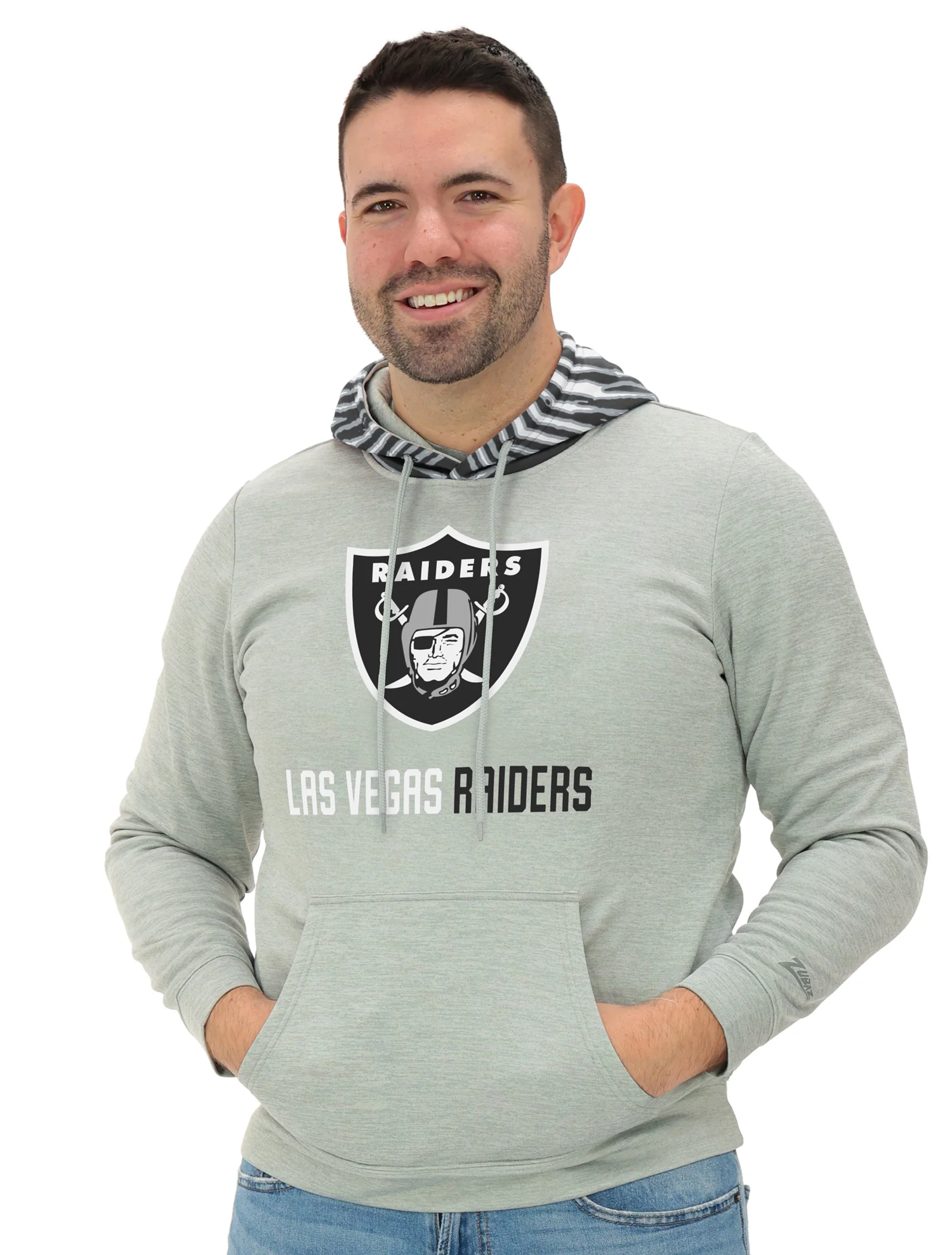 Zubaz NFL Men`s Gray Hoodie with 3C Zebra Hood, LAS VEGAS RAIDERS - Image 33