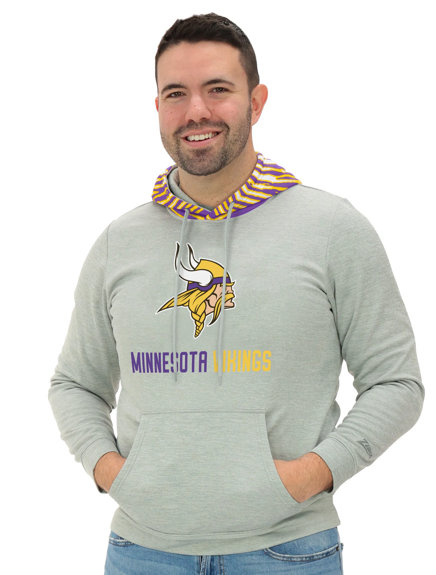 Zubaz NFL   Men`s Gray Hoodie with 3C Zebra Hood, MINNESOTA VIKINGS - Image 17
