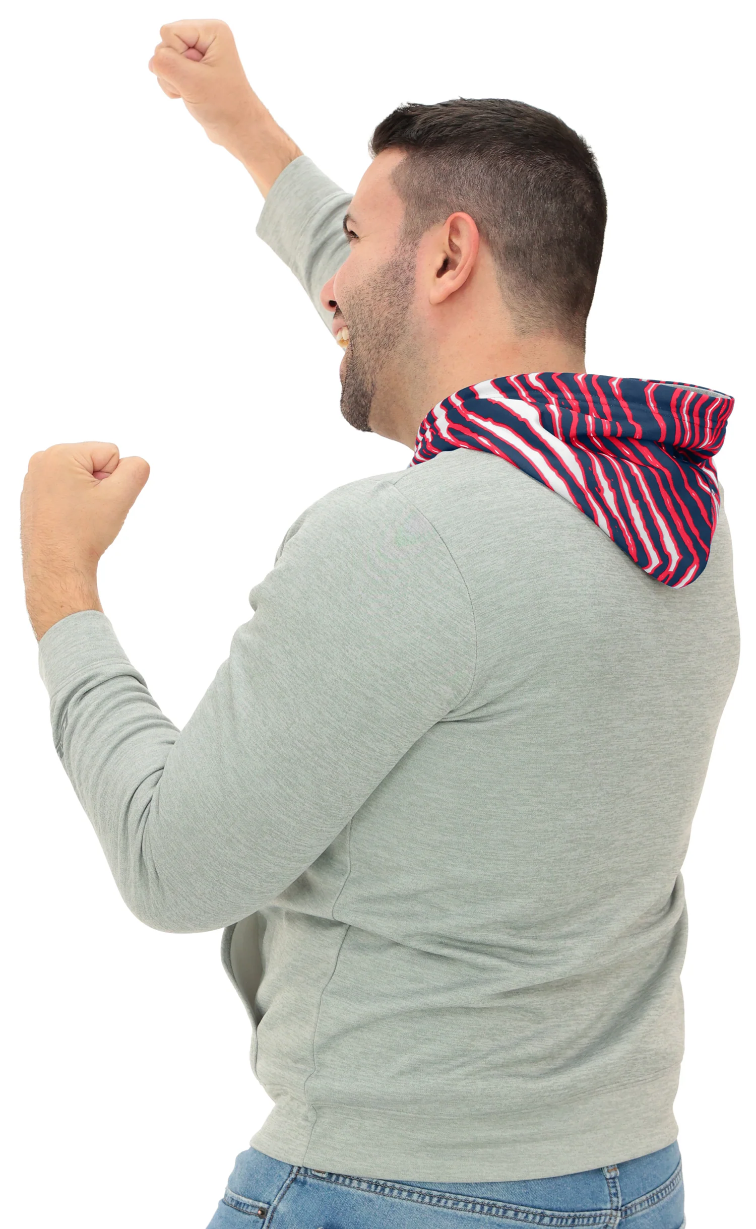 Zubaz NFL Men`s Gray Hoodie with 3C Zebra Hood, NEW ENGLAND PATRIOTS - Image 14
