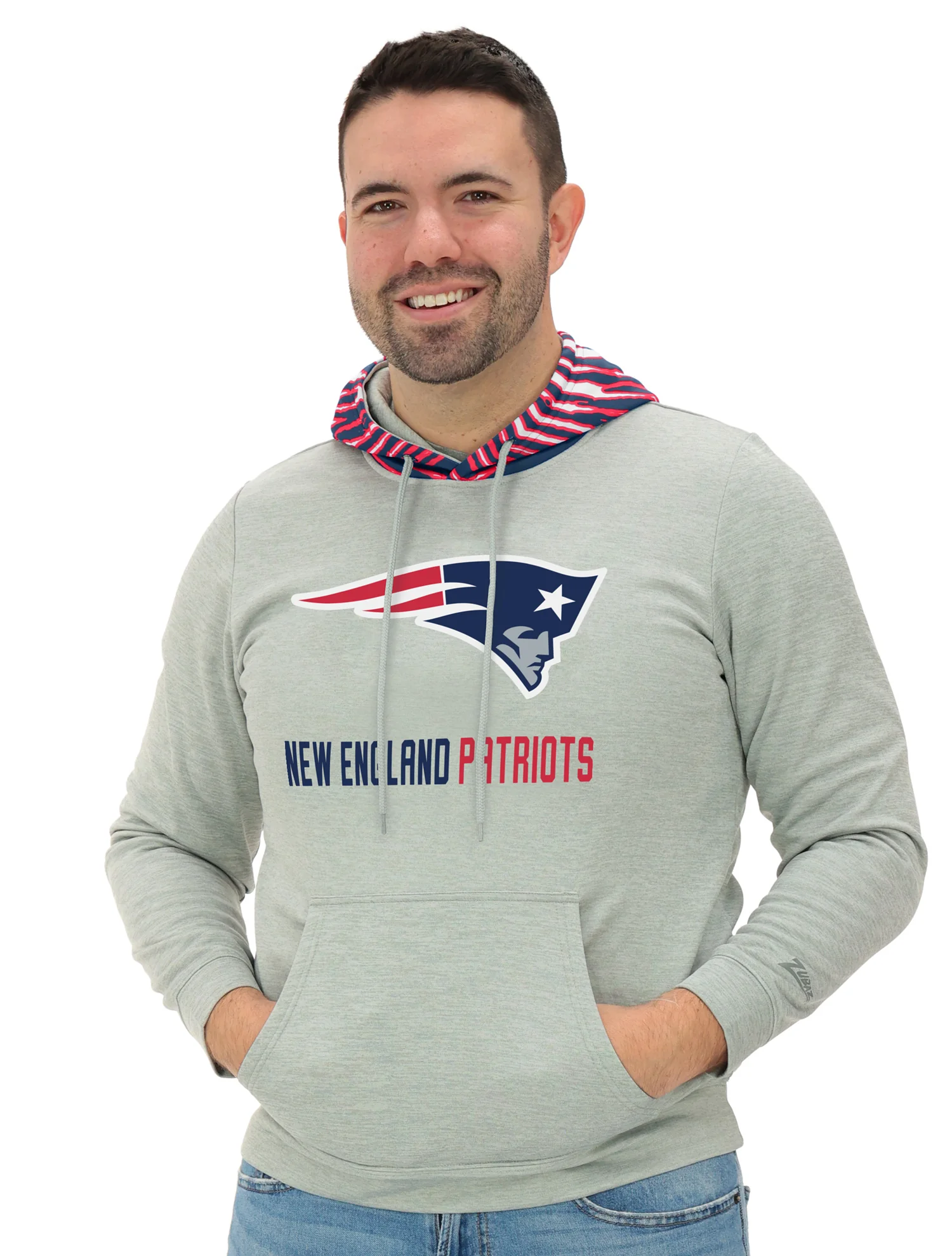 Zubaz NFL Men`s Gray Hoodie with 3C Zebra Hood, NEW ENGLAND PATRIOTS - Image 21