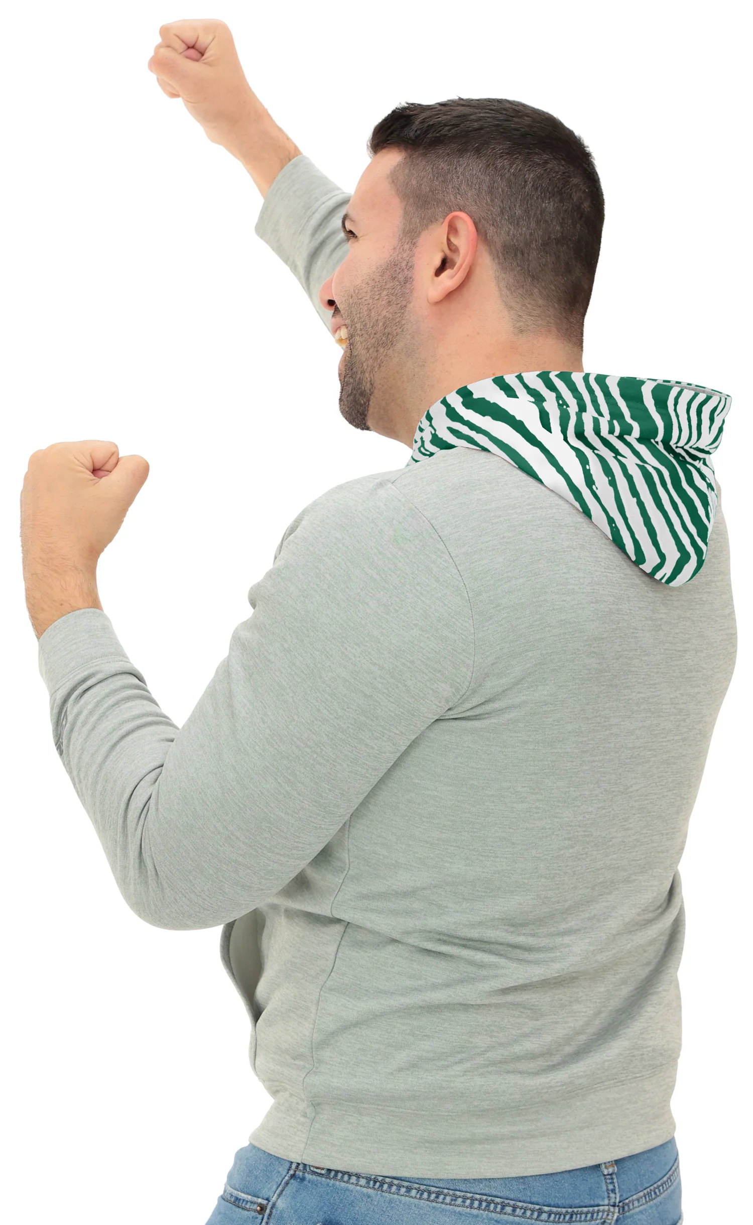 Zubaz NFL Men`s Gray Hoodie with 3C Zebra Hood, NEW YORK JETS - Image 14