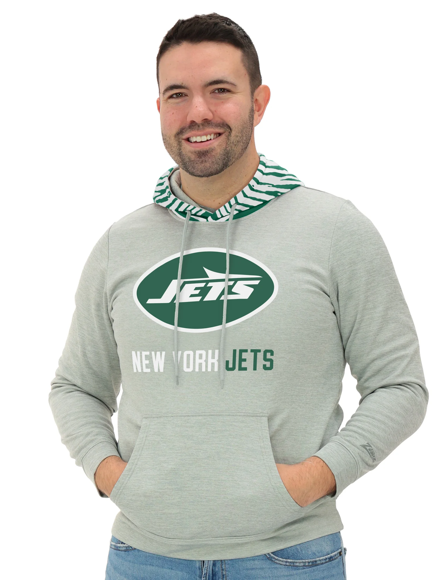 Zubaz NFL Men`s Gray Hoodie with 3C Zebra Hood, NEW YORK JETS - Image 33