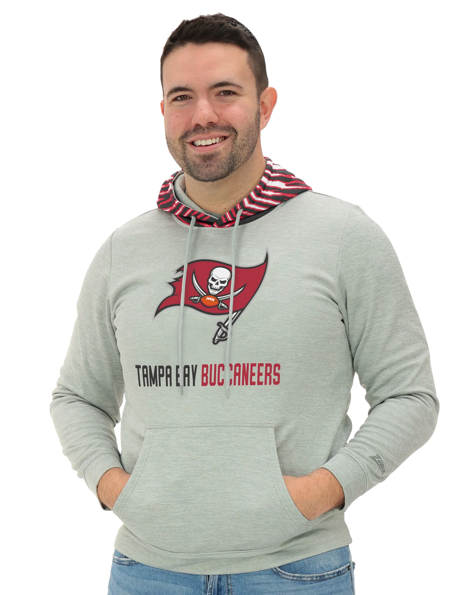 Zubaz NFL Men`s Gray Hoodie with 3C Zebra Hood, TAMPA BAY BUCCANEERS - Image 29